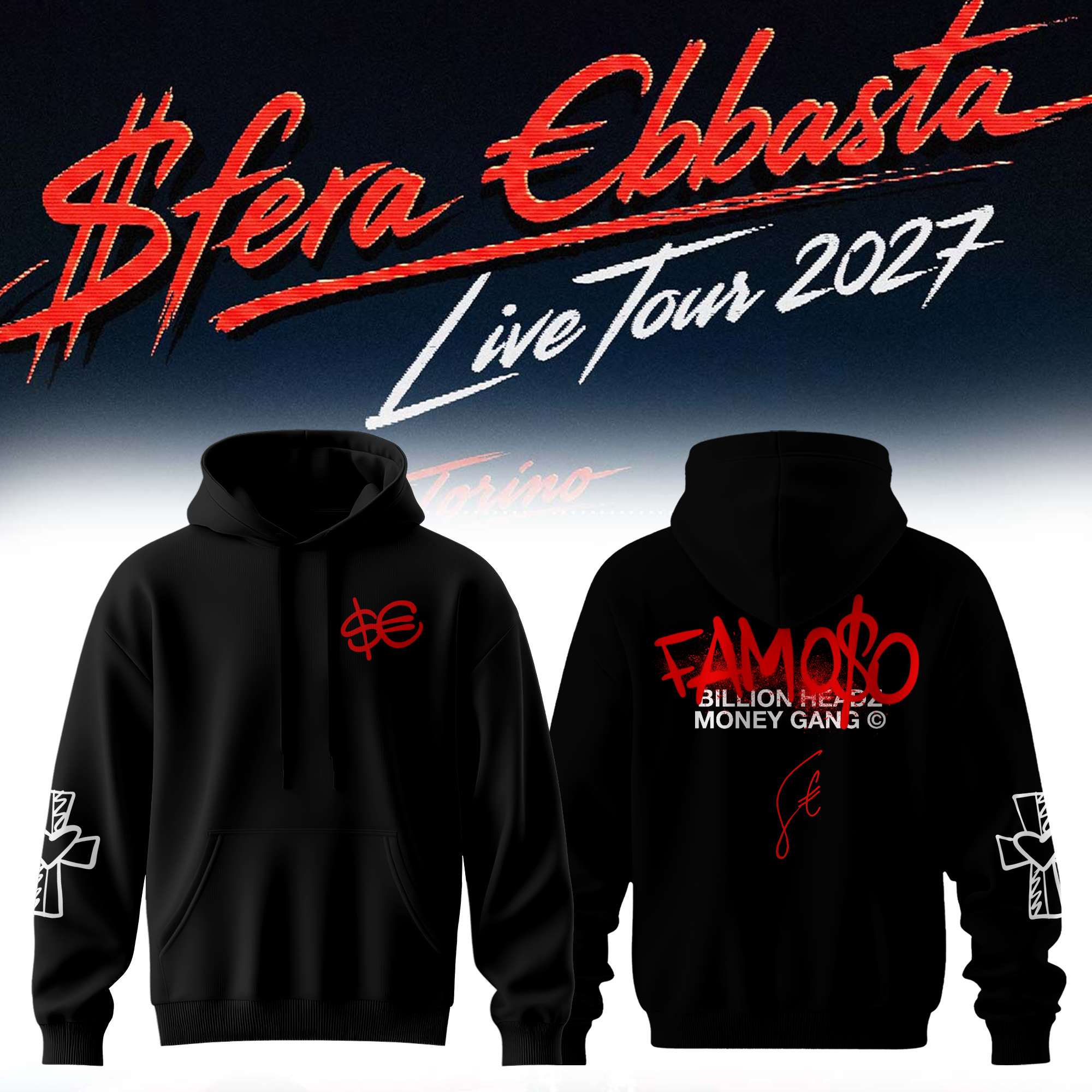 Sfera Ebbasta Live Tour 2027 Premium Concert Hoodie