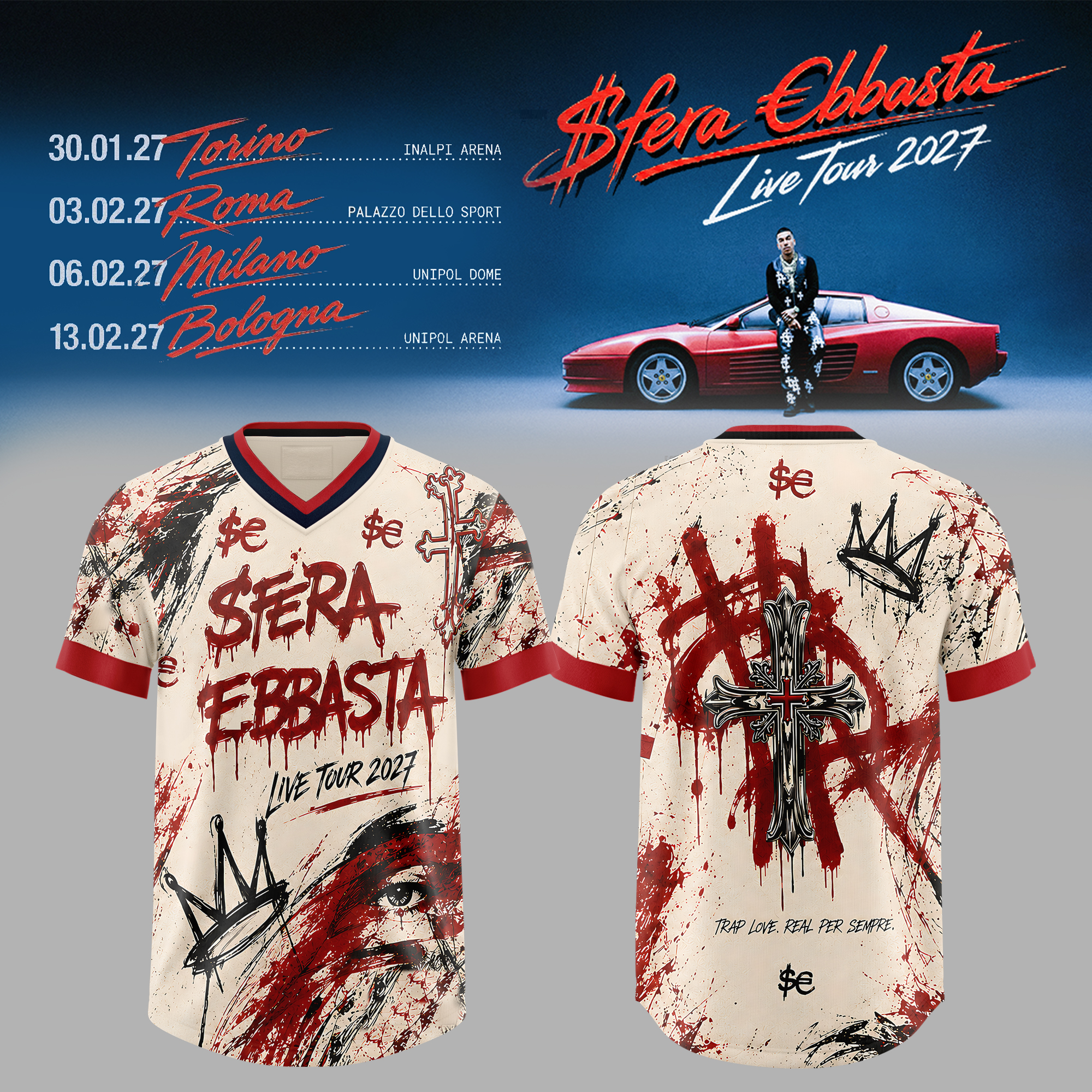 Sfera Ebbasta Live Tour 2027 Premium Concert T Shirt Fan Collection