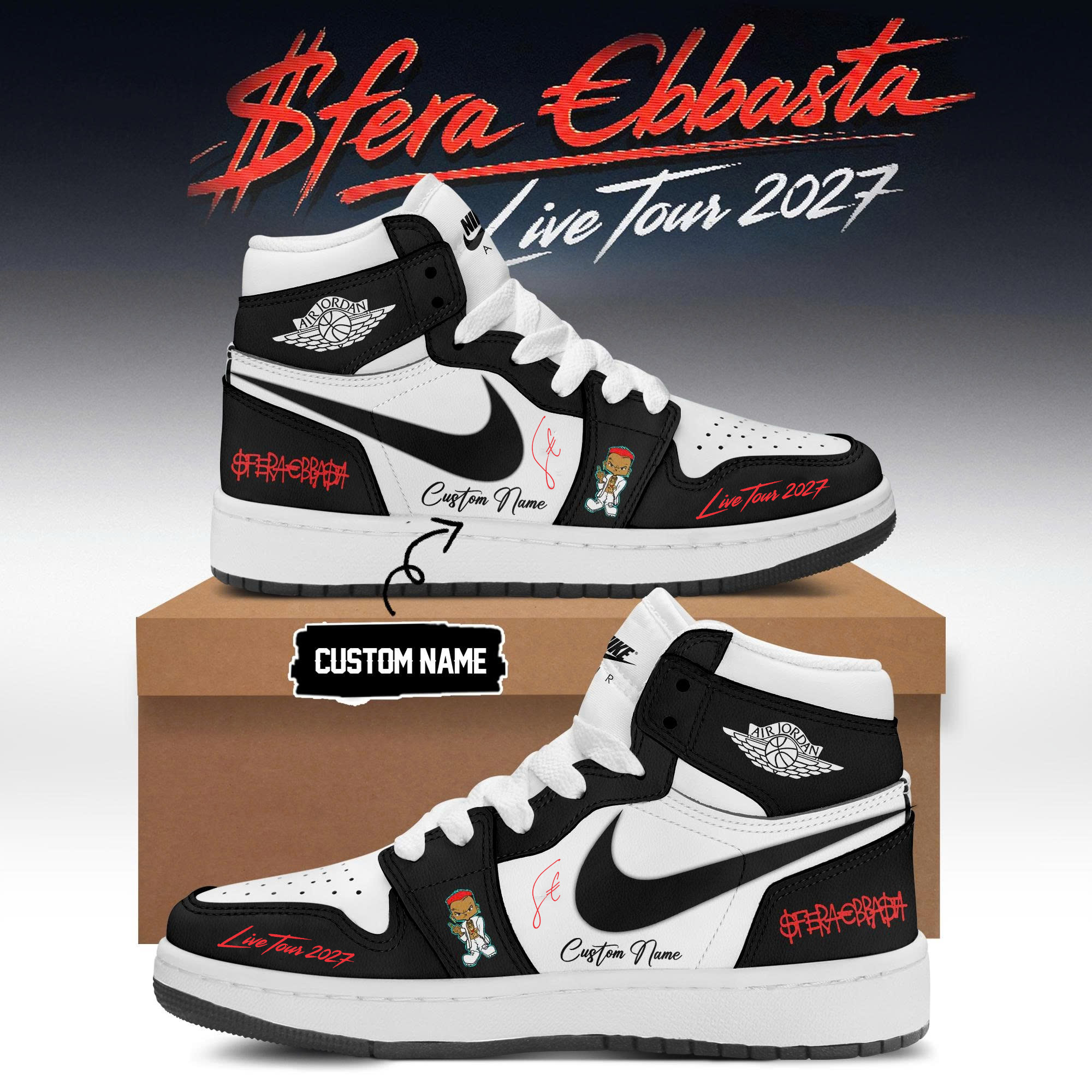 Sfera Ebbasta Live Tour 2027 Premium High Top Sneakers
