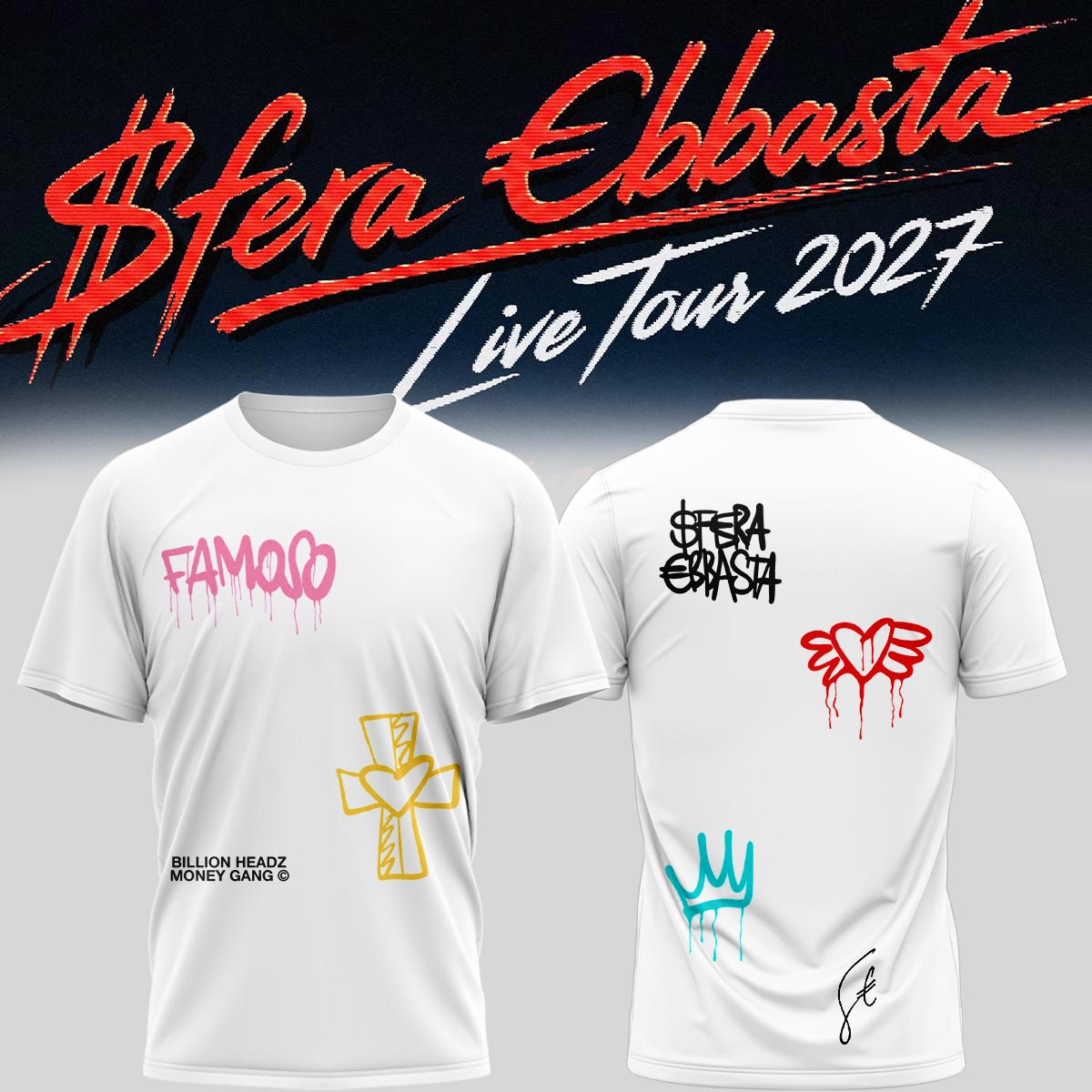 Sfera Ebbasta Live Tour 2027 Signature Fan Graphic Tee