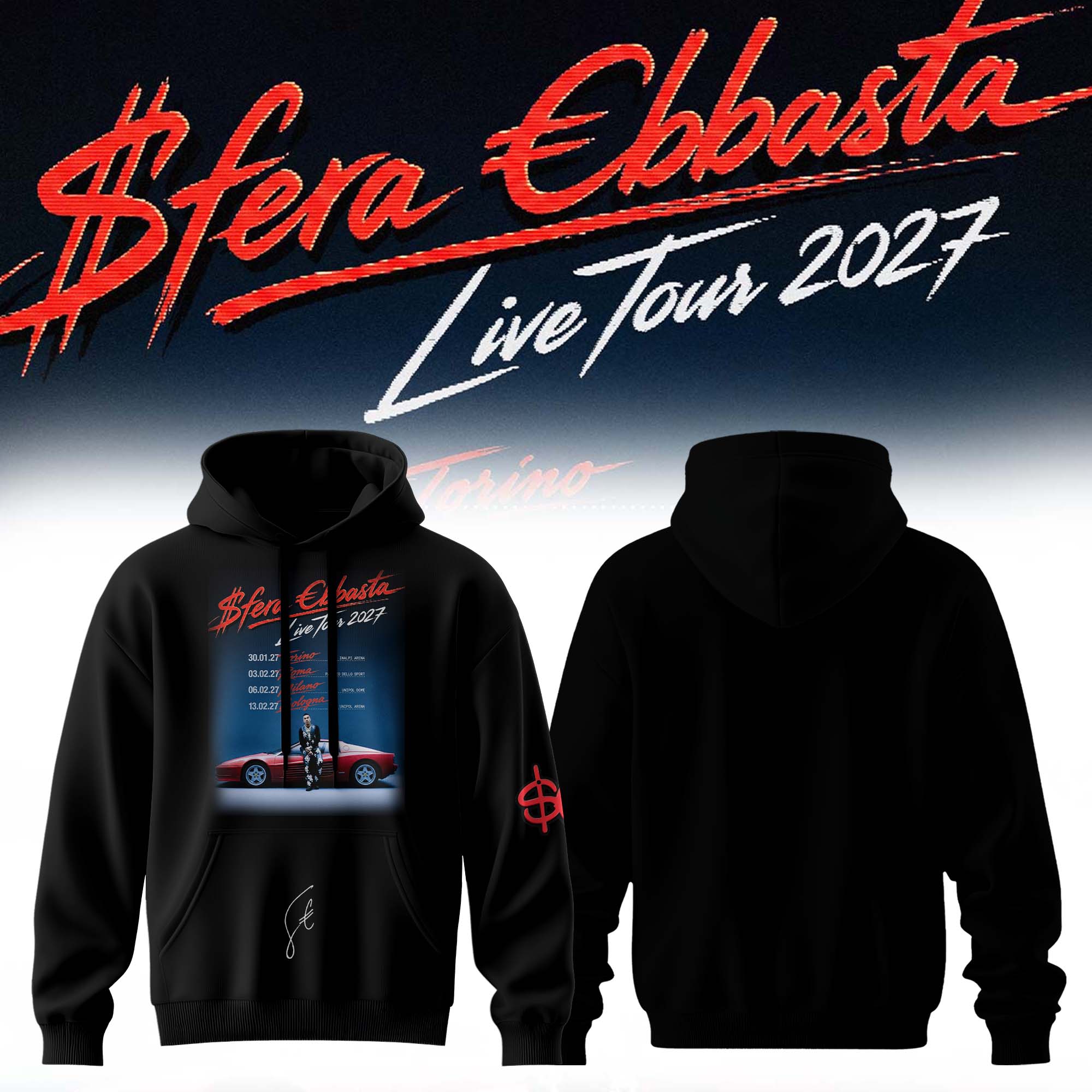 Sfera Ebbasta Live Tour 2027 Vintage Concert Hoodie
