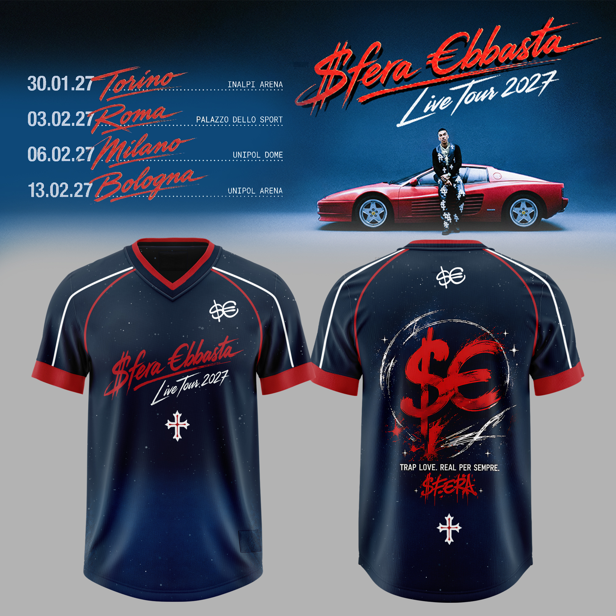 Sfera Ebbasta Live Tour 2027 Vintage Style Graphic Tee