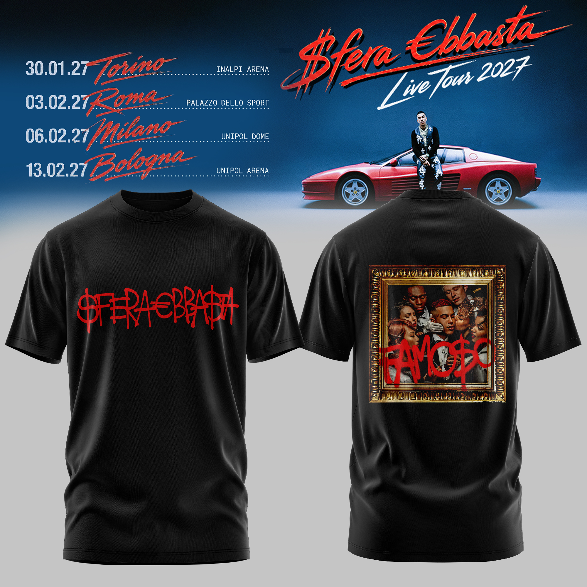 Sfera Ebbasta Premium Concert T Shirt Merchandise