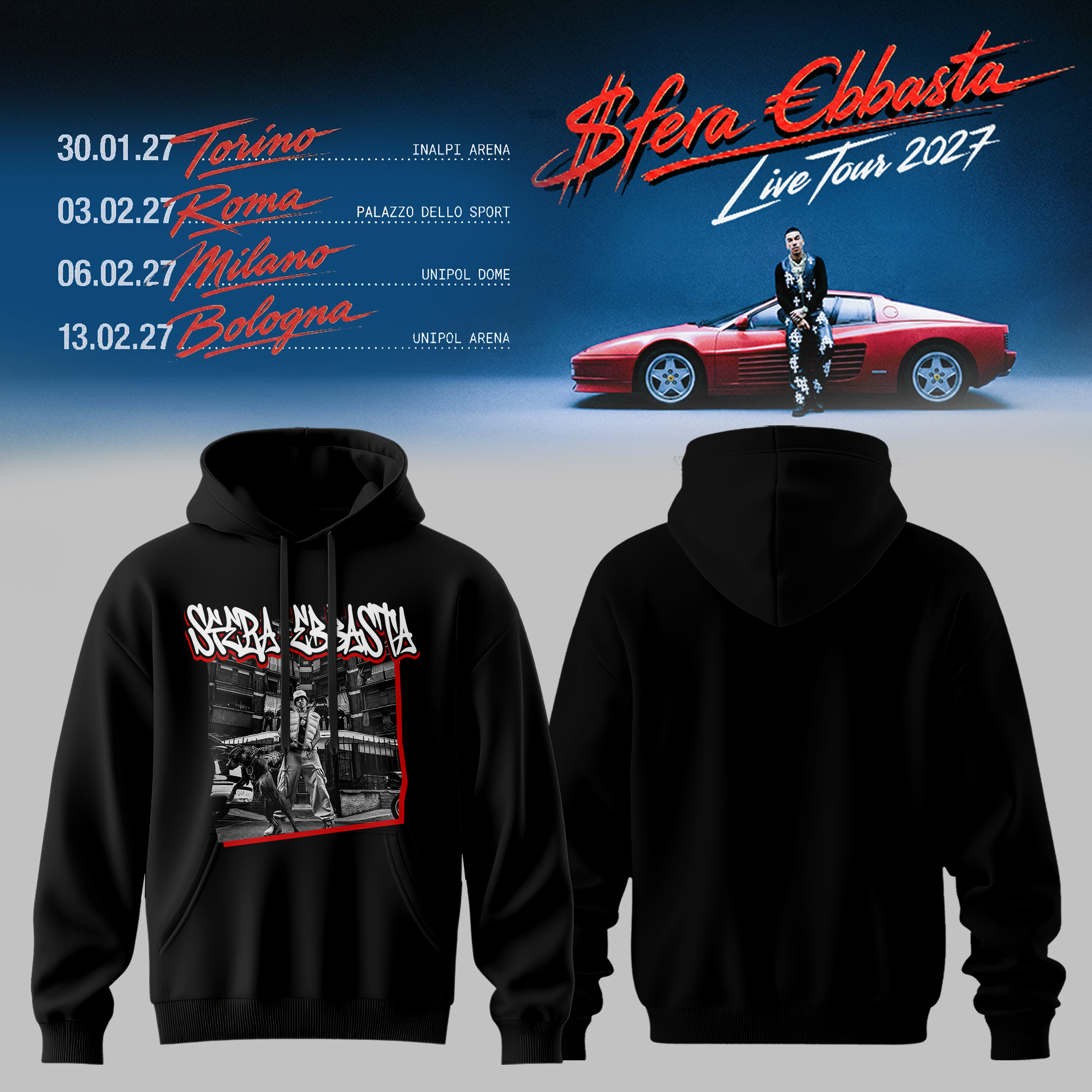 Sfera Ebbasta Vintage Style Graphic Hoodie Fan Merchandise