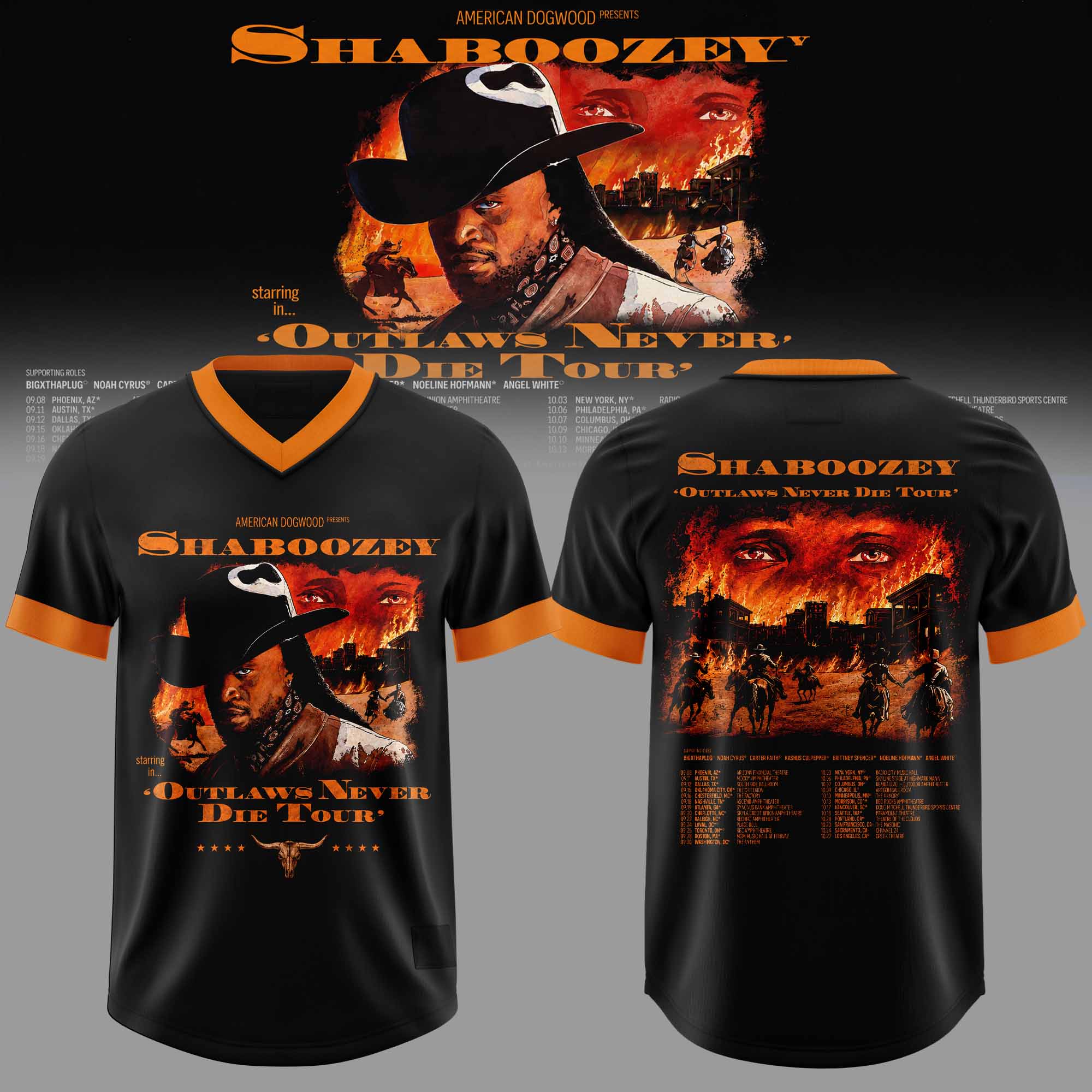 Shaboozey The Outlaws Never Die Tour 2026 3D All Over Print Football Jersey Country Music Fan Apparel 1 - Unicasport Shaboozey The Outlaws Never Die Tour 2026 3D All Over Print Football Jersey Country Music Fan Apparel