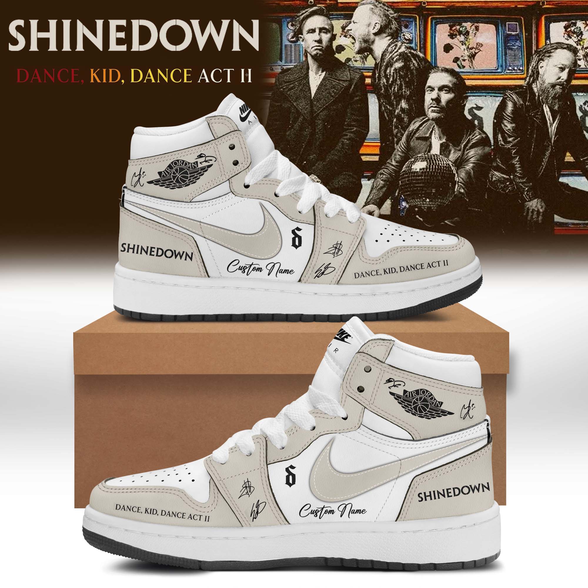 Shinedown Dance Kid Dance Act II World Tour 2026 Signed Air Force One Sneakers Classic Edition