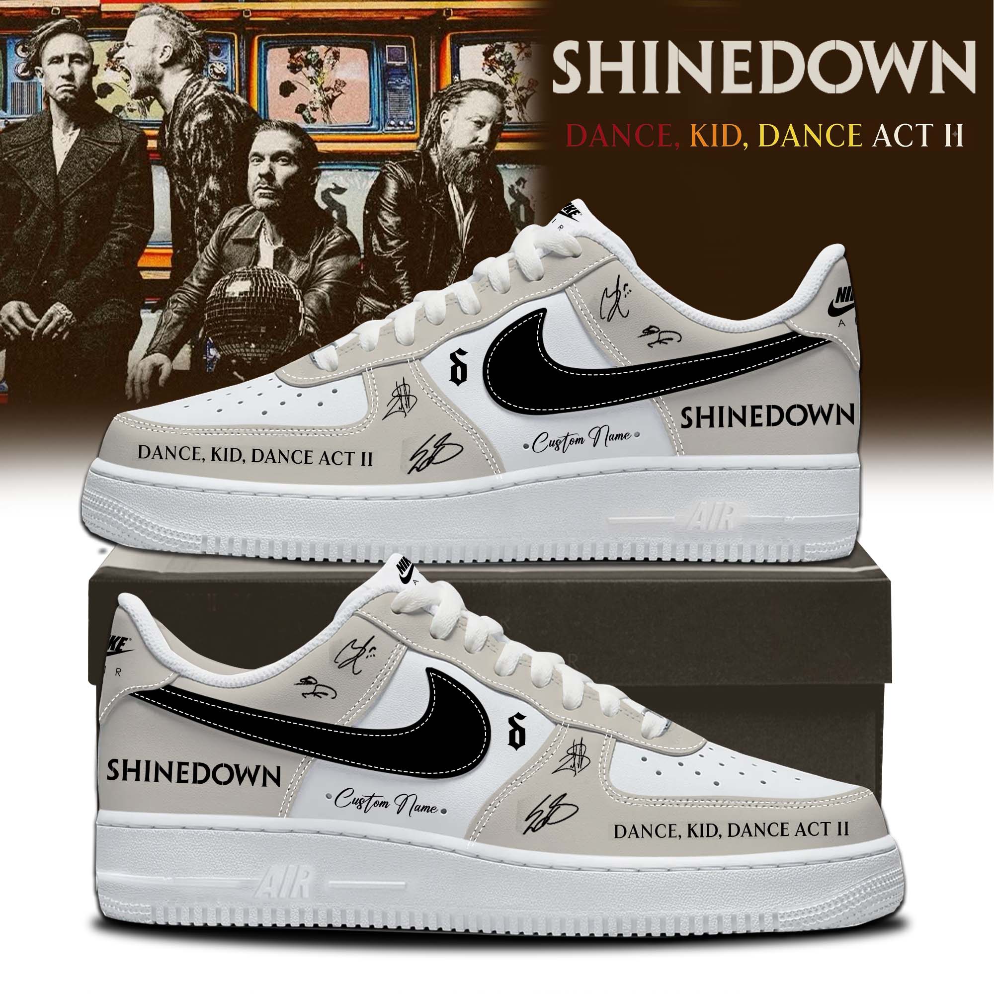 Shinedown Dance Kid Dance Act II World Tour 2026 Signed Air Force One Sneakers Collector Edition