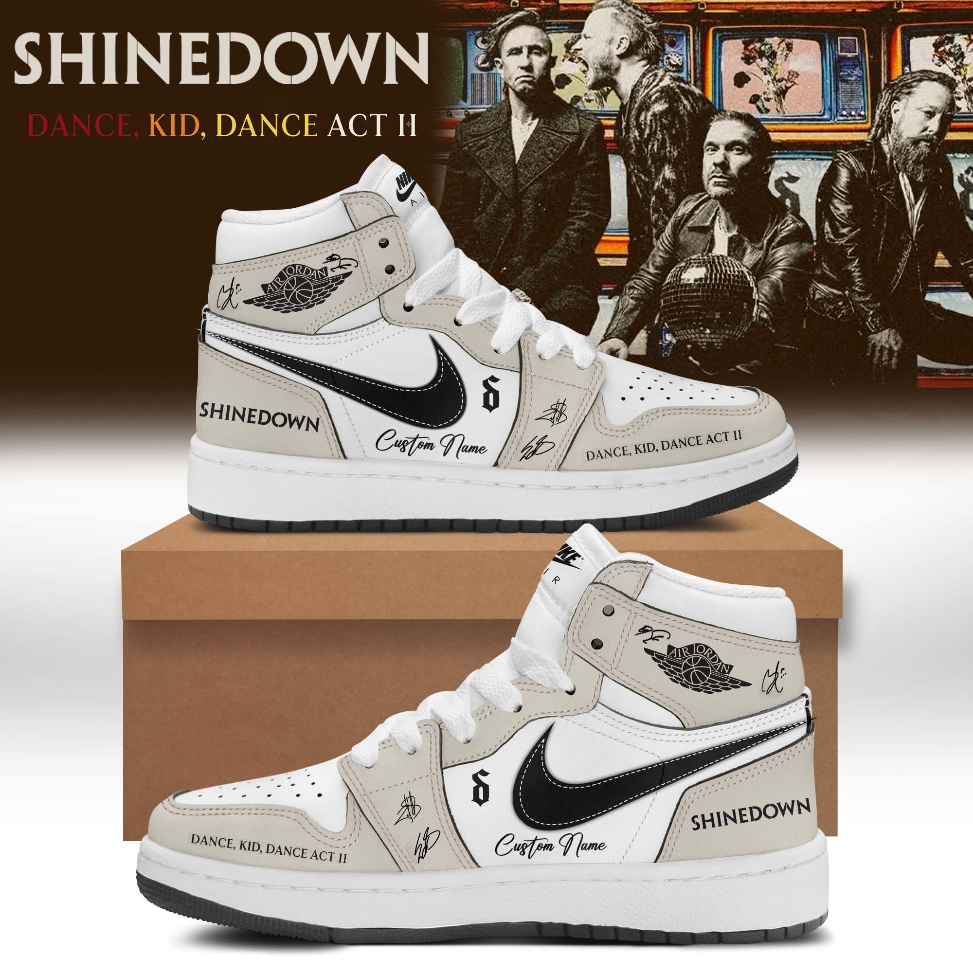 Shinedown Dance Kid Dance Act II World Tour 2026 Signed Air Force One Sneakers Signature Edition