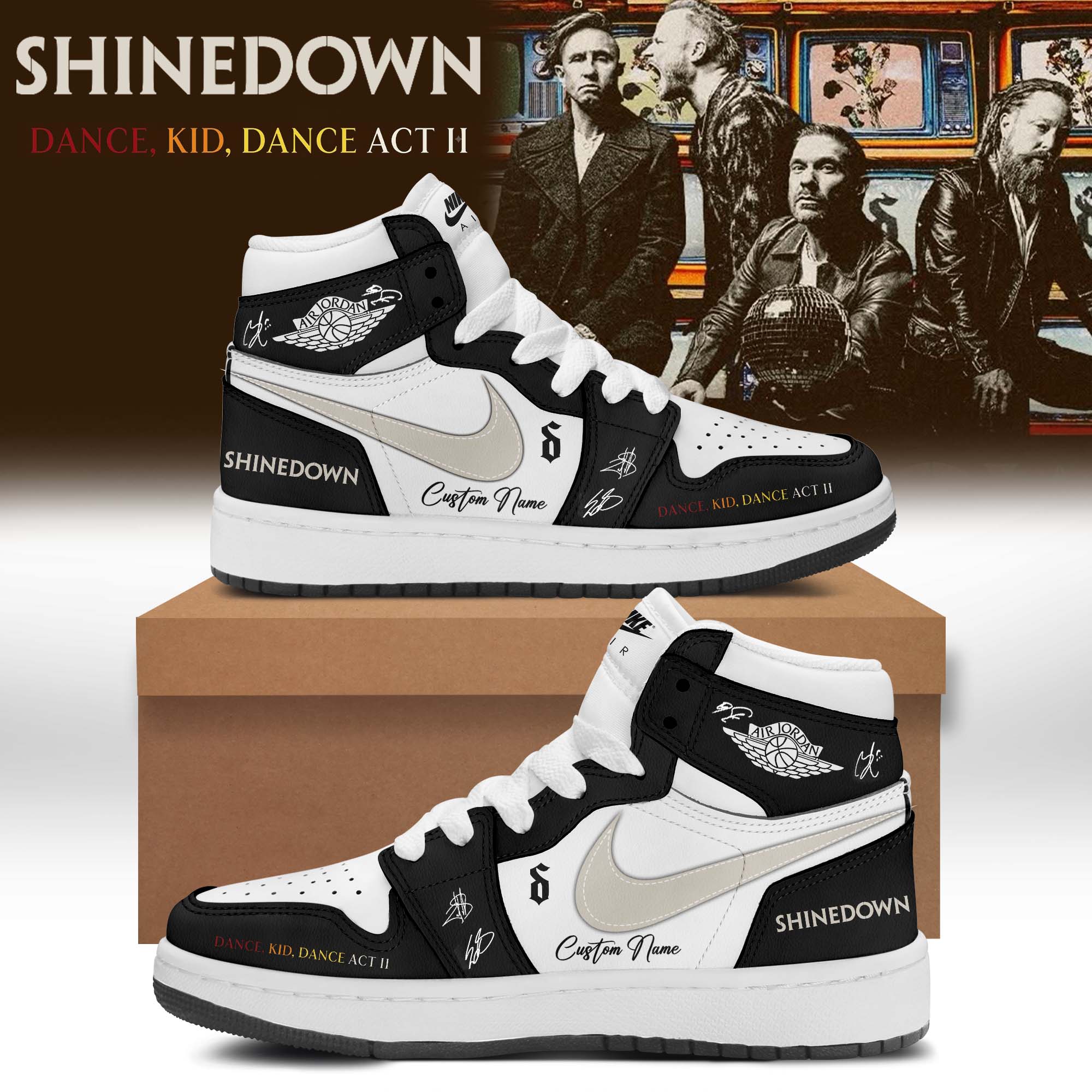 Shinedown Dance Kid Dance Act II World Tour 2026 Signed Air Jordan One Sneakers Classic Edition