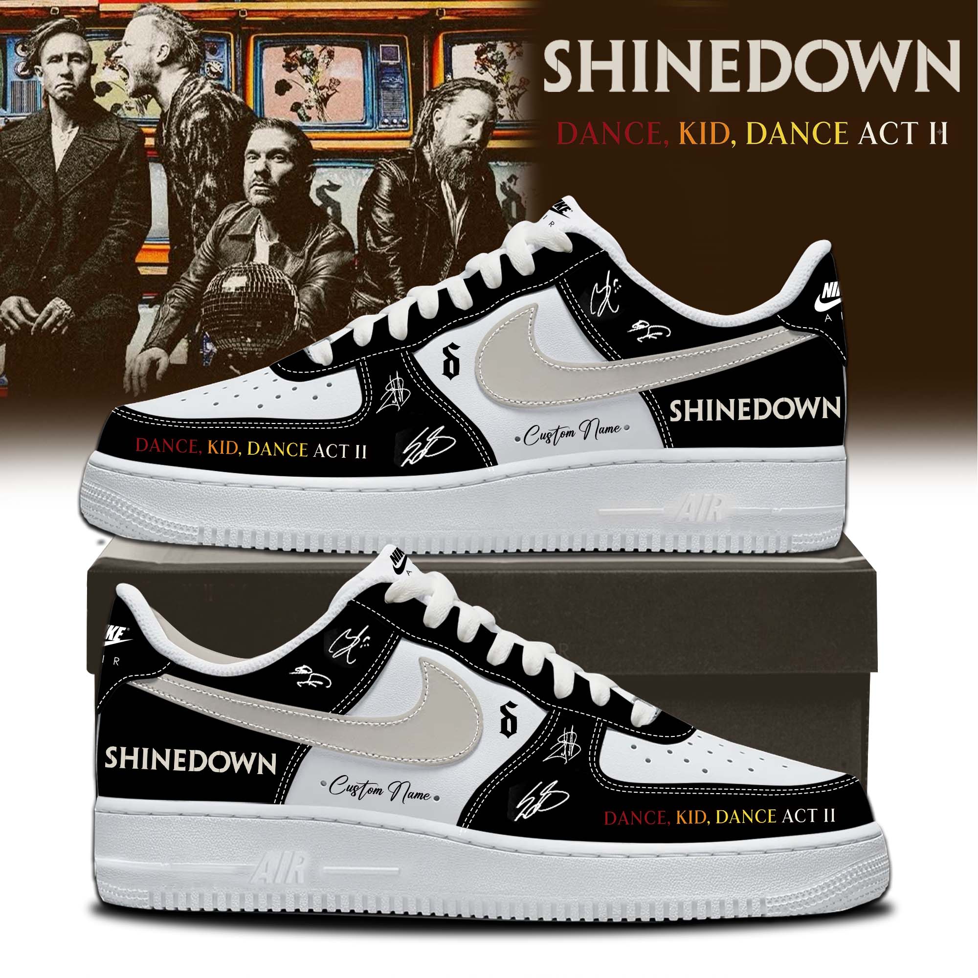 Shinedown Dance Kid Dance Act II World Tour 2026 Signed Air Jordan One Sneakers Signature Edition