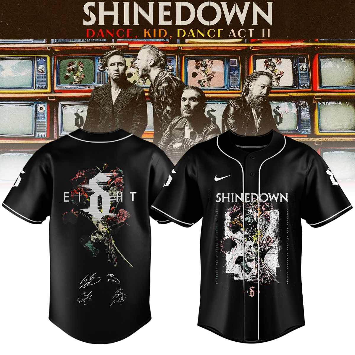 Shinedown Dance Kid Dance Act II World Tour 2026 Signed Baseball Jersey Performance Edition