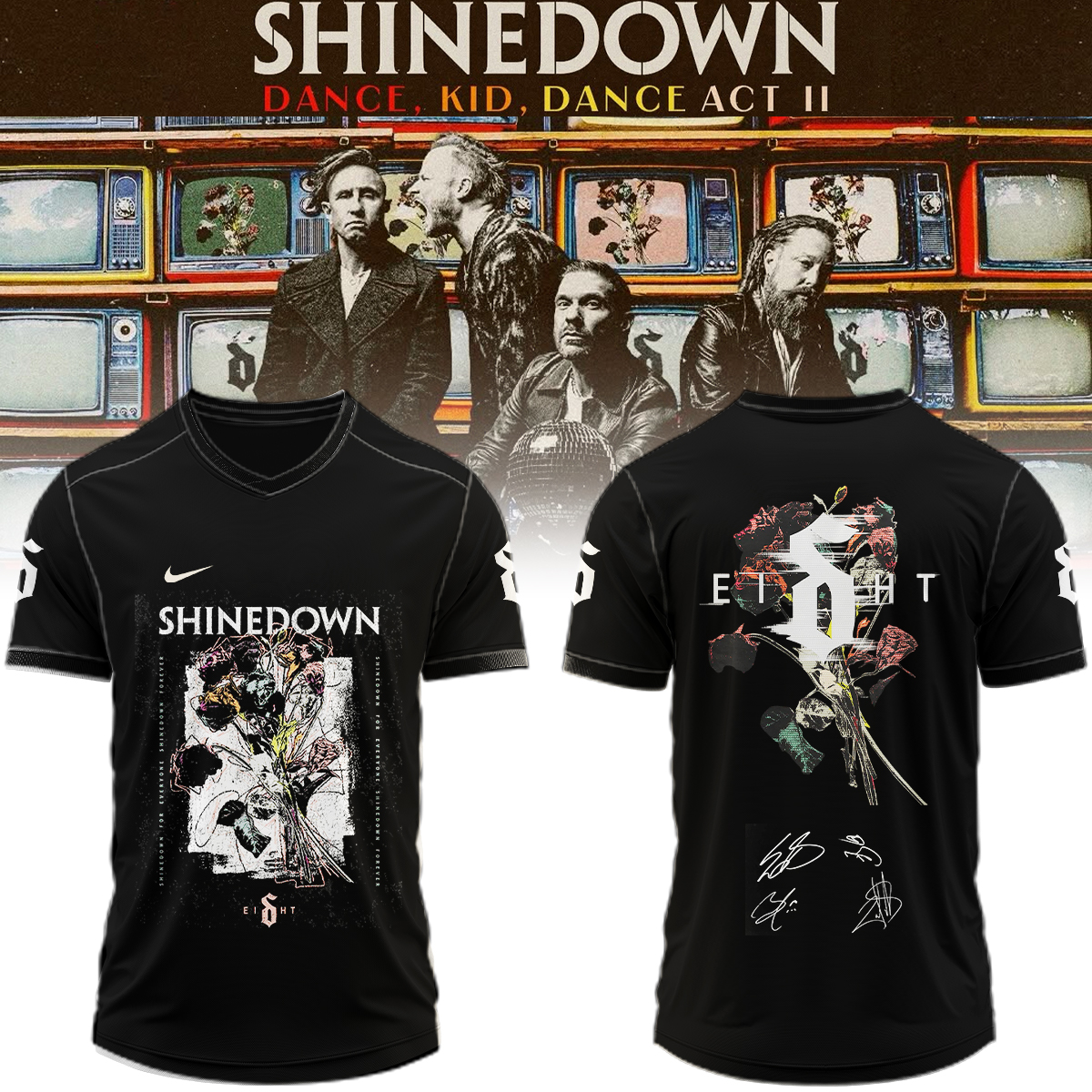 Shinedown Dance Kid Dance Act II World Tour 2026 Signed Baseball Jersey Signature Edition