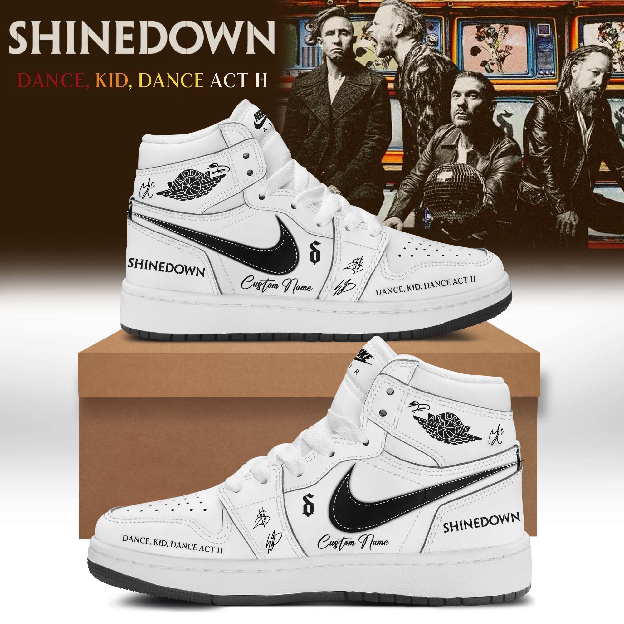 Shinedown Dance Kid Dance Act II World Tour 2026 Signed Casual Sneakers Classic Edition