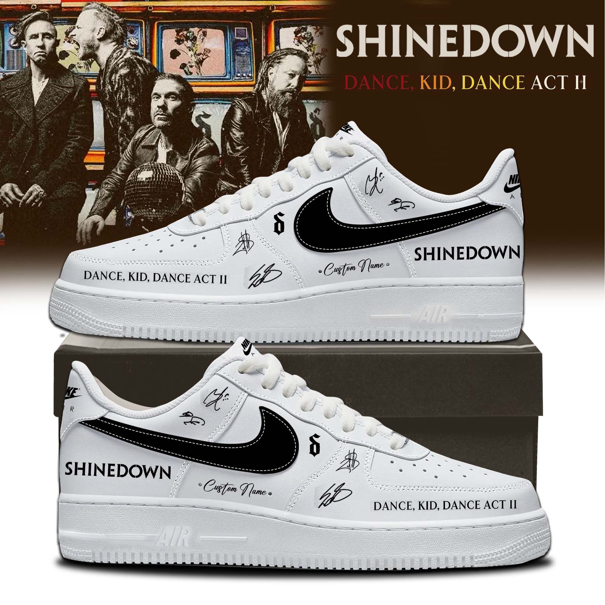 Shinedown Dance Kid Dance Act II World Tour 2026 Signed Casual Sneakers Signature Edition
