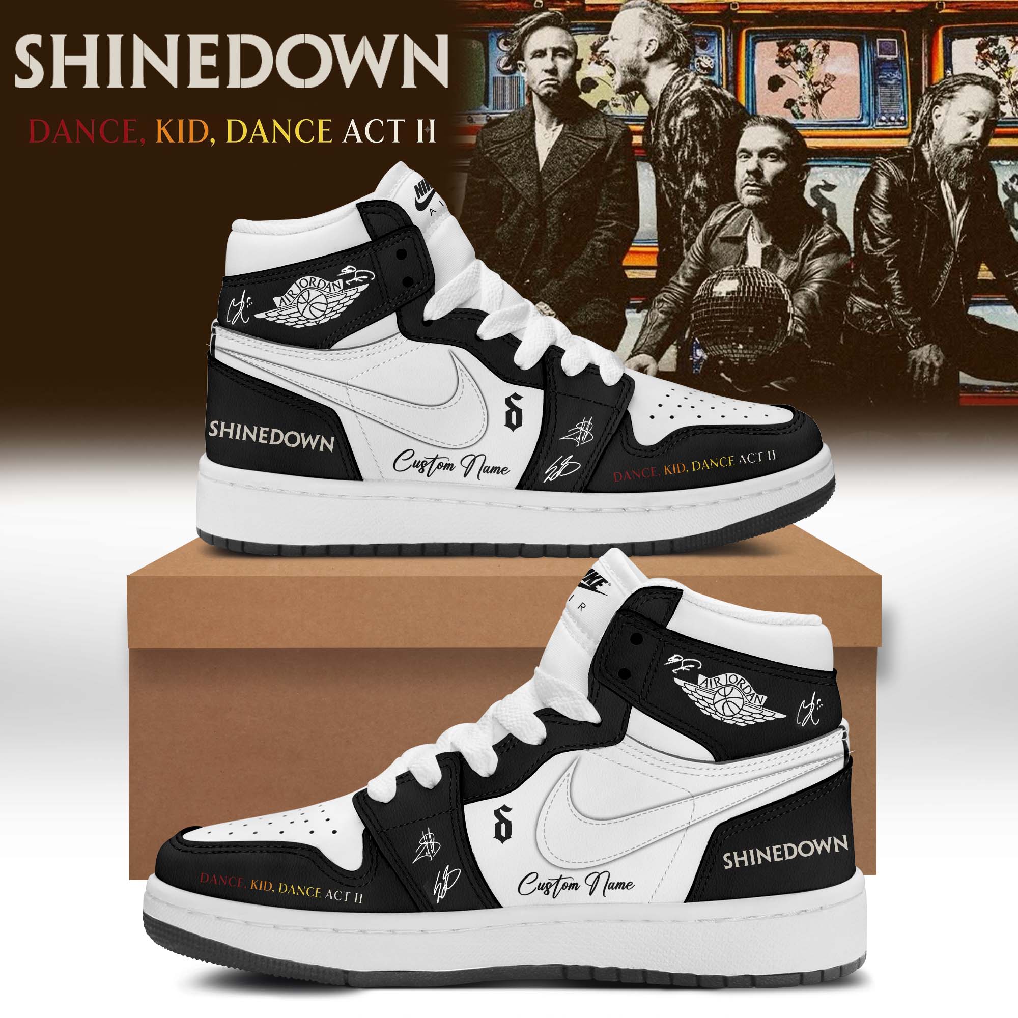 Shinedown Dance Kid Dance Act II World Tour 2026 Signed Fashion Sneakers Premium Edition