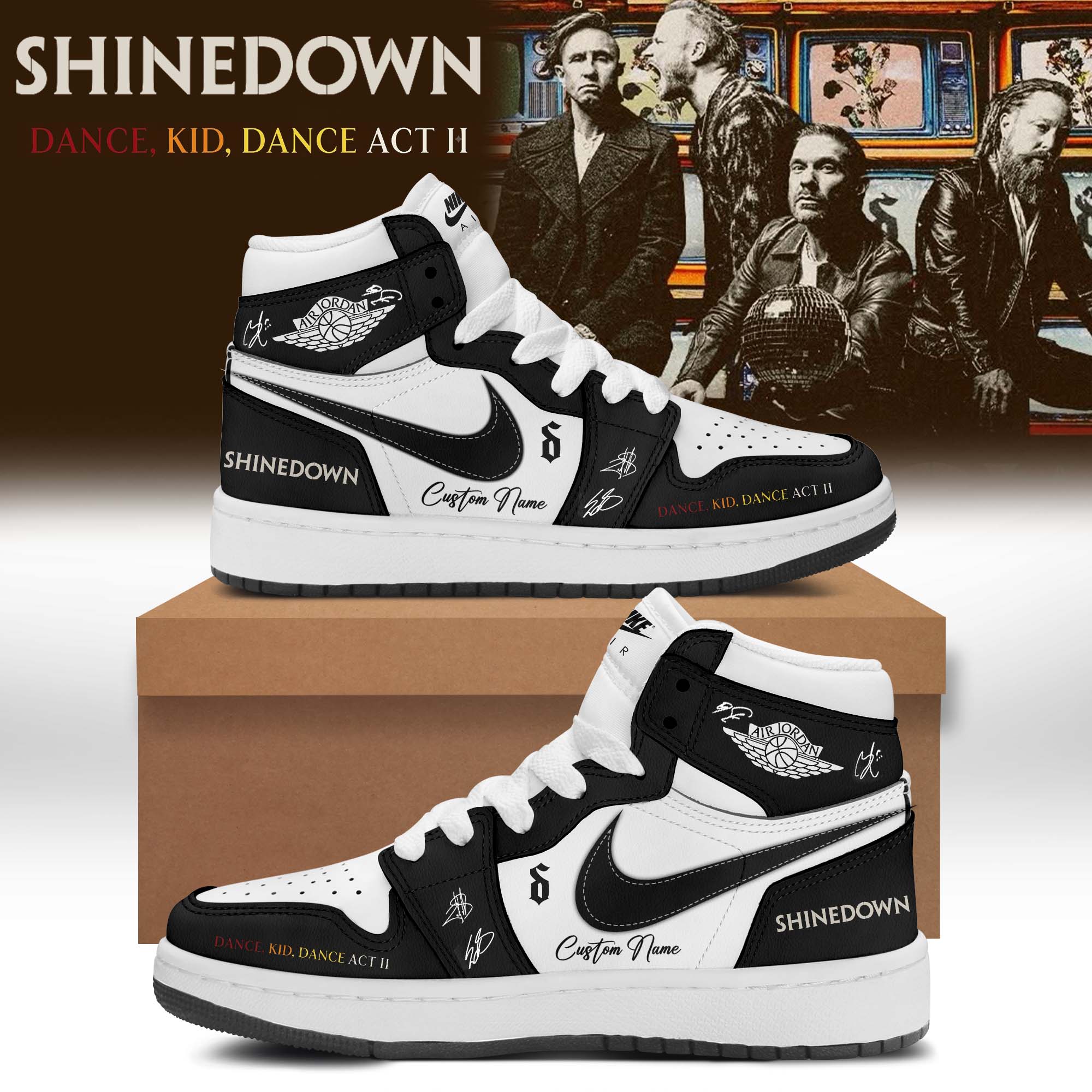 Shinedown Dance Kid Dance Act II World Tour 2026 Signed High Top Sneakers Classic Edition