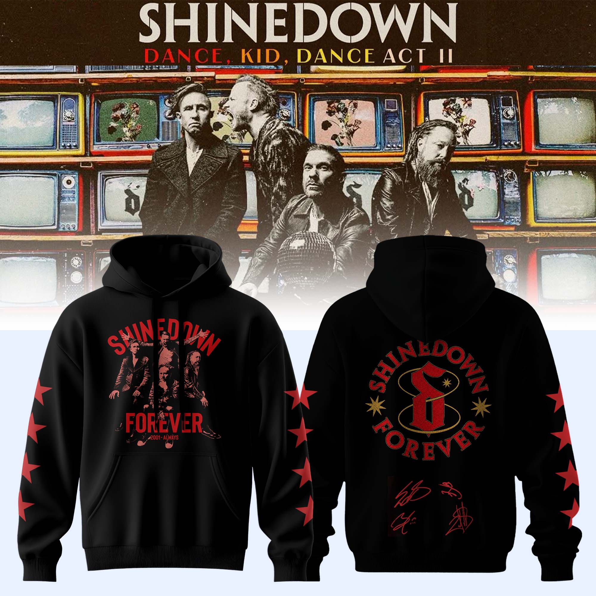 Shinedown Dance Kid Dance Act II World Tour 2026 Signed Pullover Hoodie