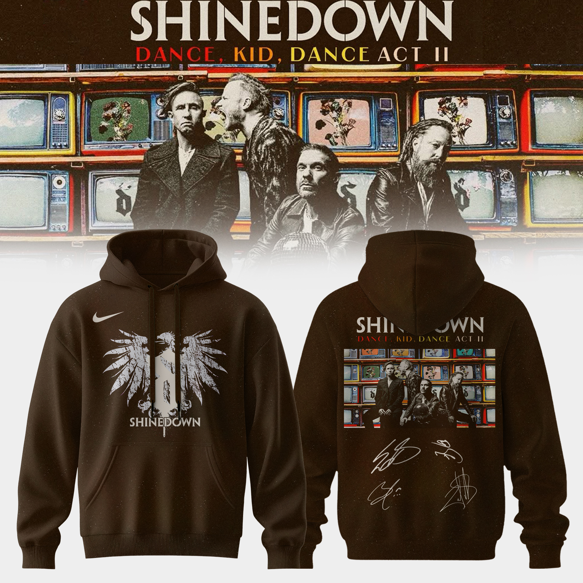 Shinedown Dance Kid Dance Act II World Tour 2026 Signed Pullover Hoodie Collector Edition