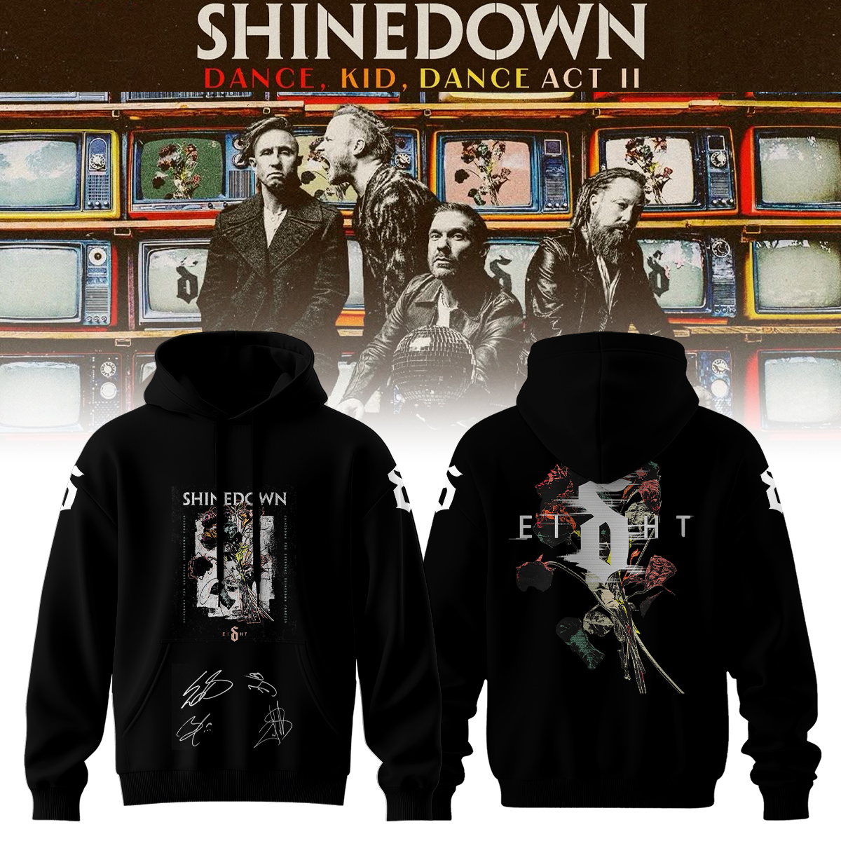 Shinedown Dance Kid Dance Act II World Tour 2026 Signed Pullover Hoodie Signature Edition