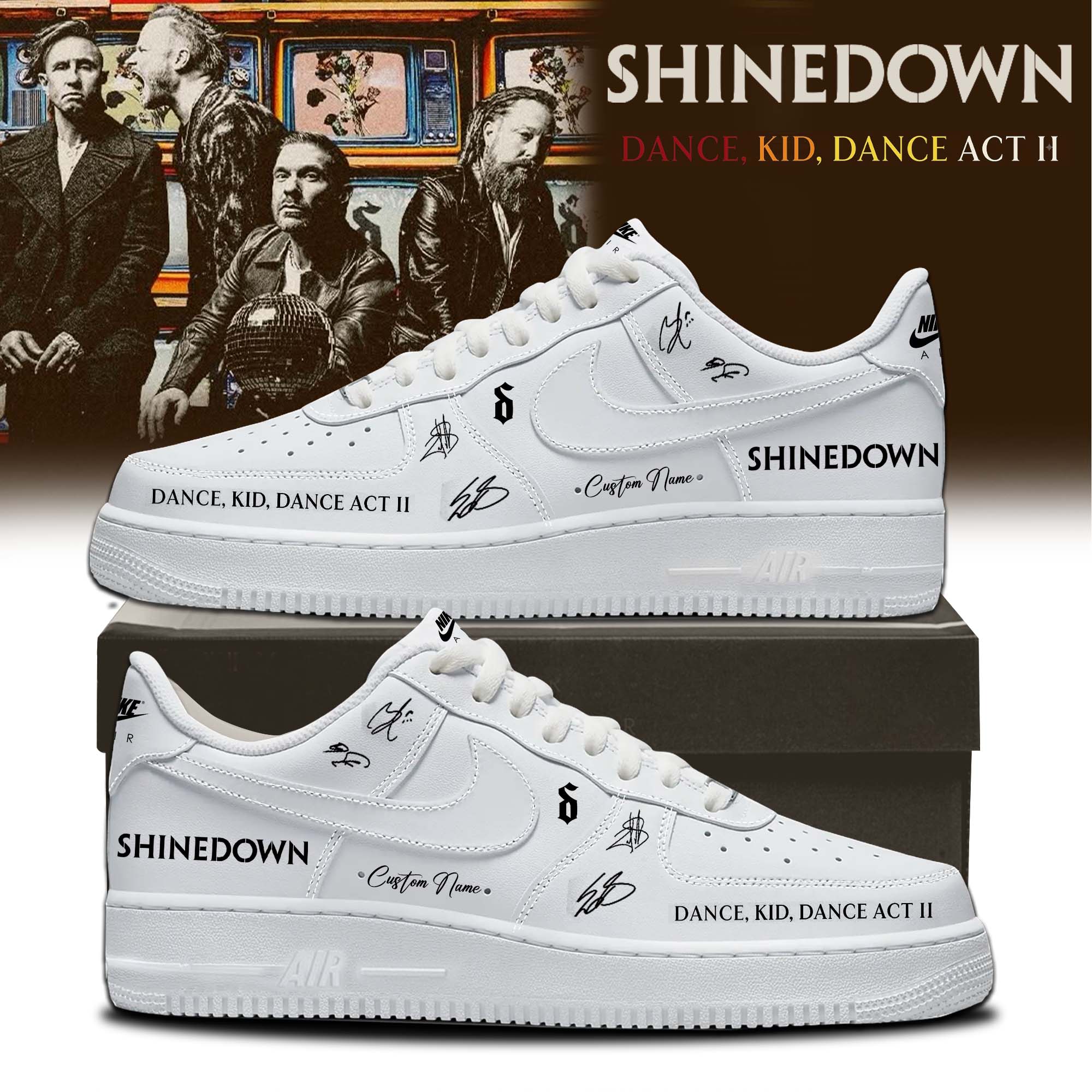 Shinedown Dance Kid Dance Act II World Tour 2026 Signed Skate Shoes Classic Edition