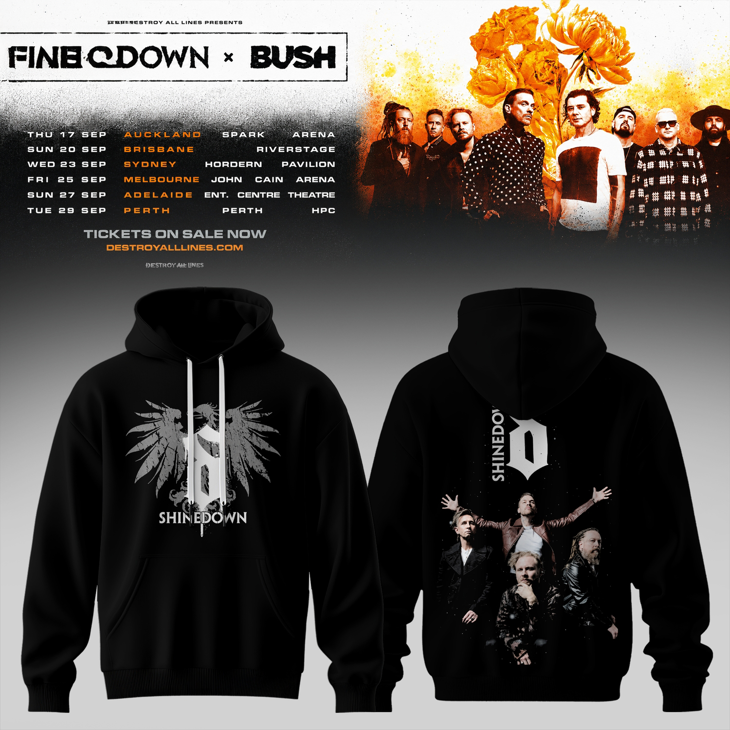 Shinedown x Bush Australia Tour Collection Collector Hoodie Edition