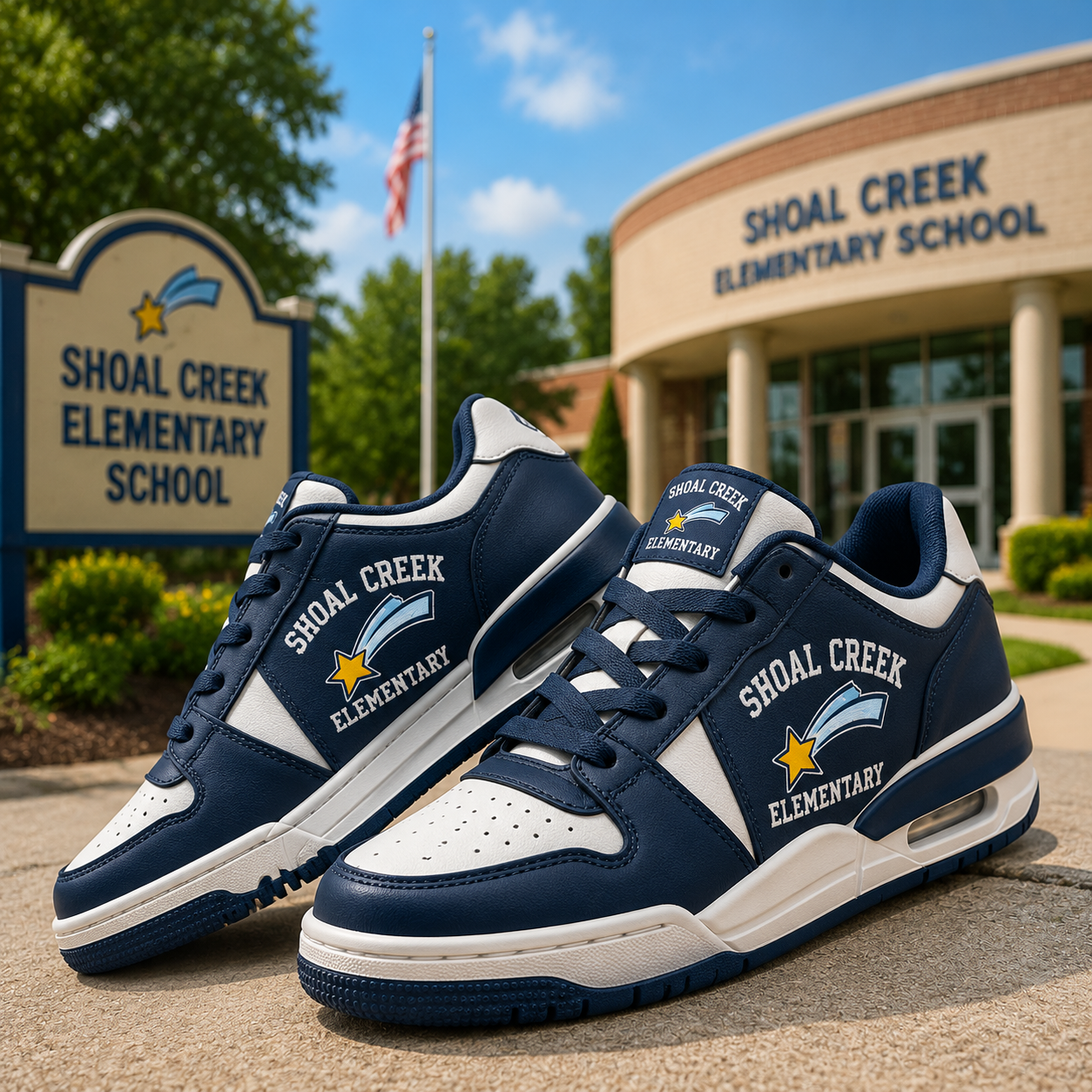 Shoal Creek Elementary Custom Navy Low Top Sneakers School Spirit Casual Shoes