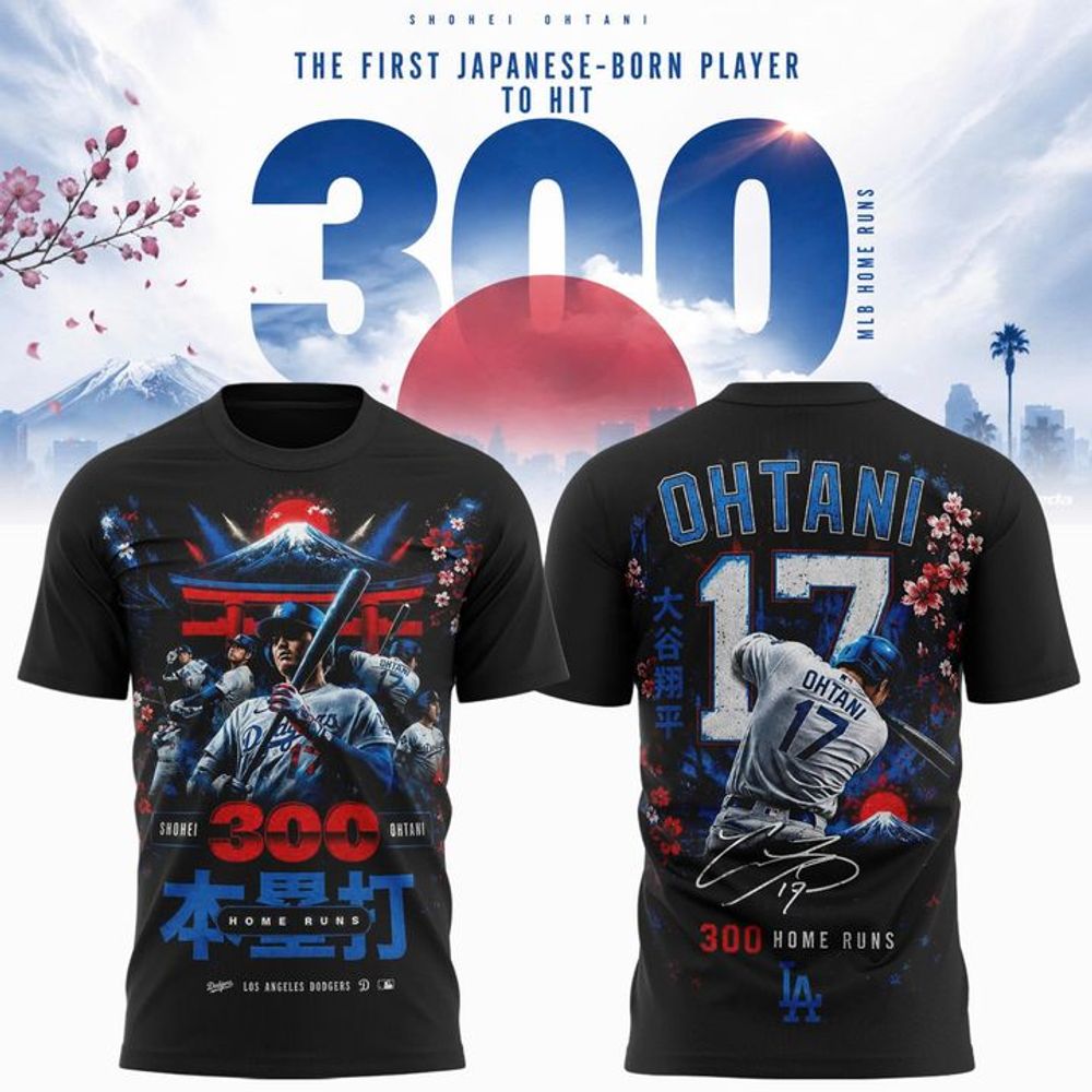 Shohei Ohtani 300 Home Runs Mount Fuji Cherry Blossom Limited Edition Graphic T Shirt