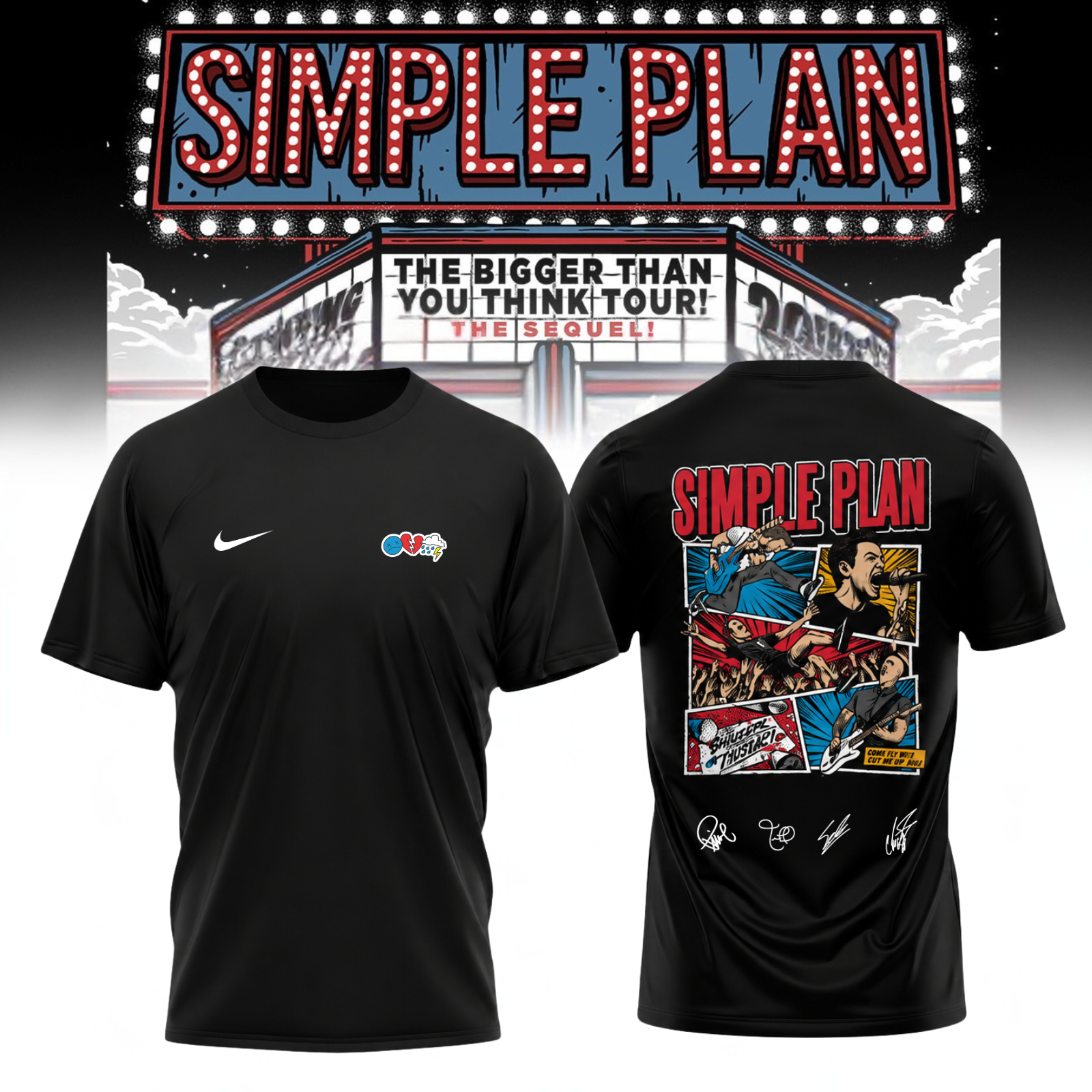 Simple Plan The Bigger Than You Think Tour Signature Graphic T Shirt