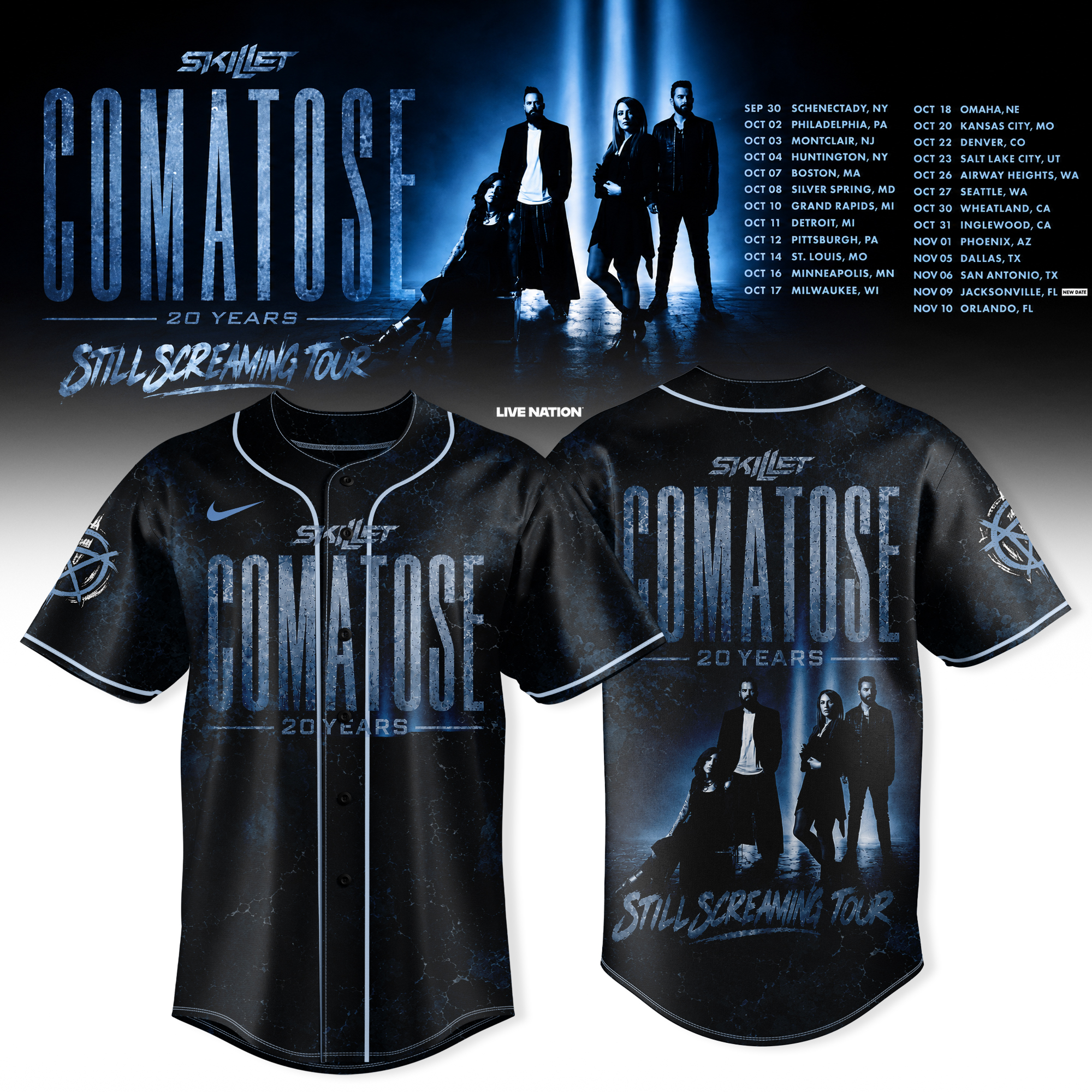 Skillet Comatose 20 Years Special Edition Baseball Jersey Rock Band Fan Gift