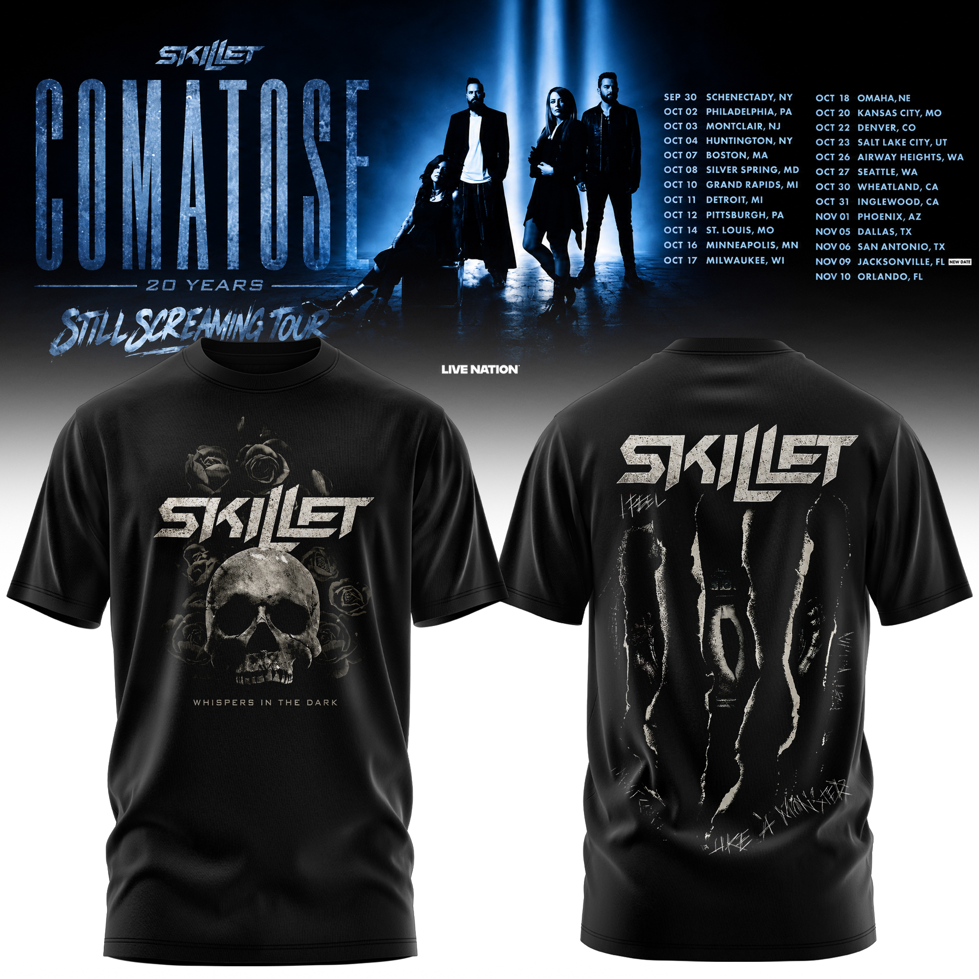 Skillet Comatose 20 Years Still Screaming Tour Collector Edition Band T Shirt