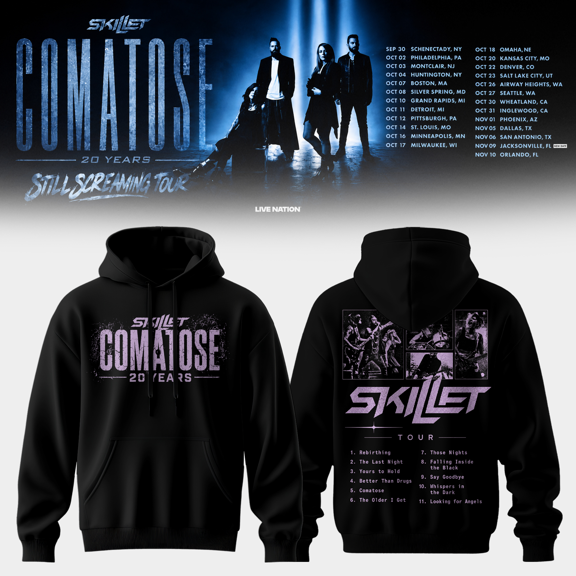 Skillet Comatose 20 Years Still Screaming Tour Collector Edition Hoodie
