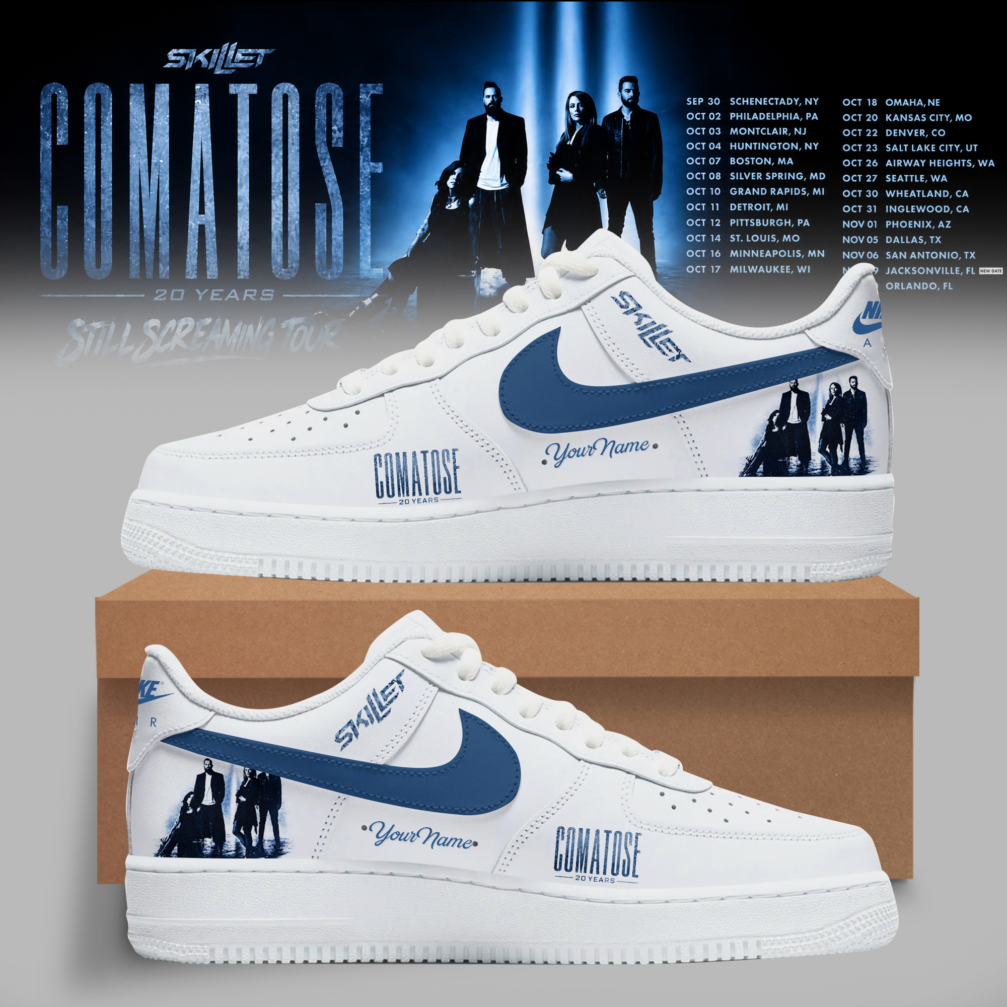 Skillet Comatose 20 Years Still Screaming Tour Custom High Top Sneakers Fan Gift