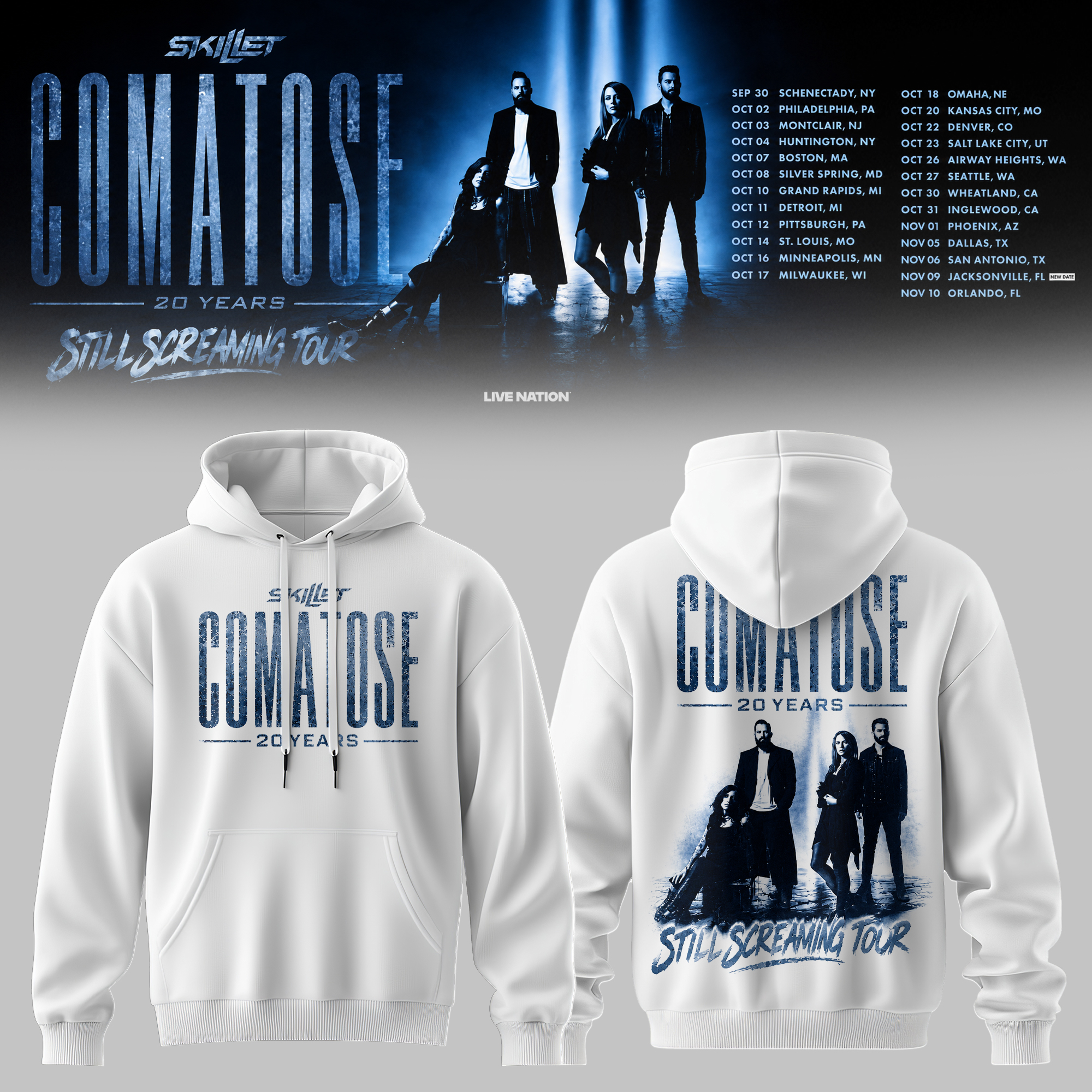 Skillet Comatose 20 Years Still Screaming Tour Limited Edition Pullover Hoodie