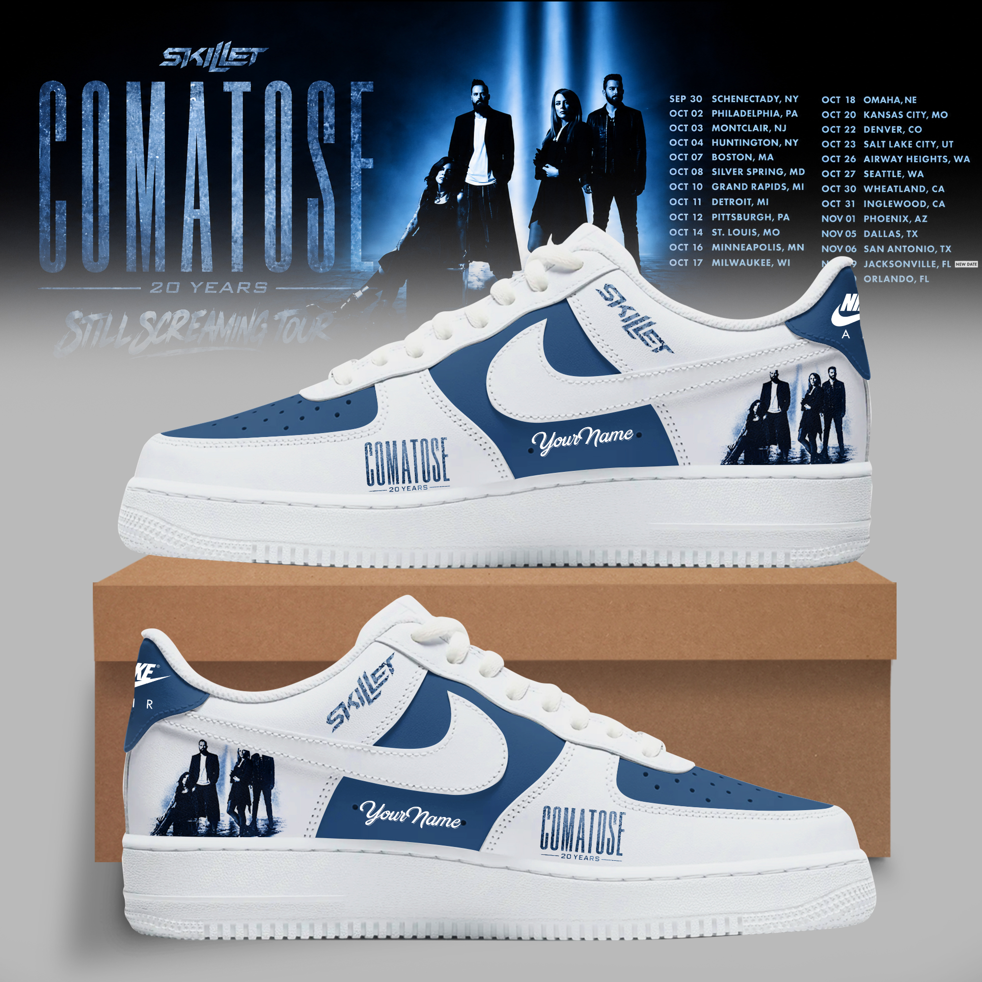 Skillet Comatose 20 Years Still Screaming Tour Premium Casual Sneakers