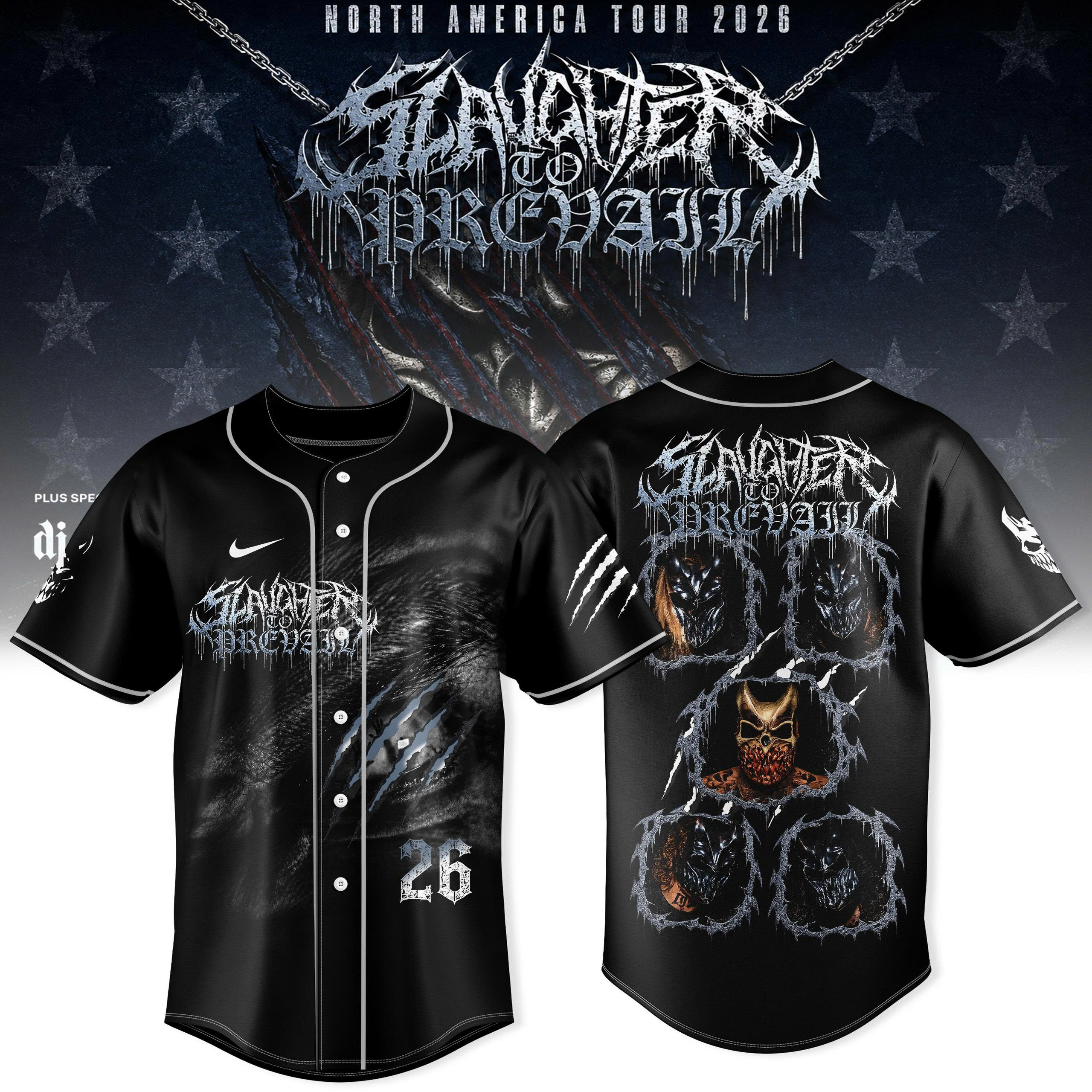 Slaughter To Prevail North America Tour 2026 Collector Edition Baseball Jersey