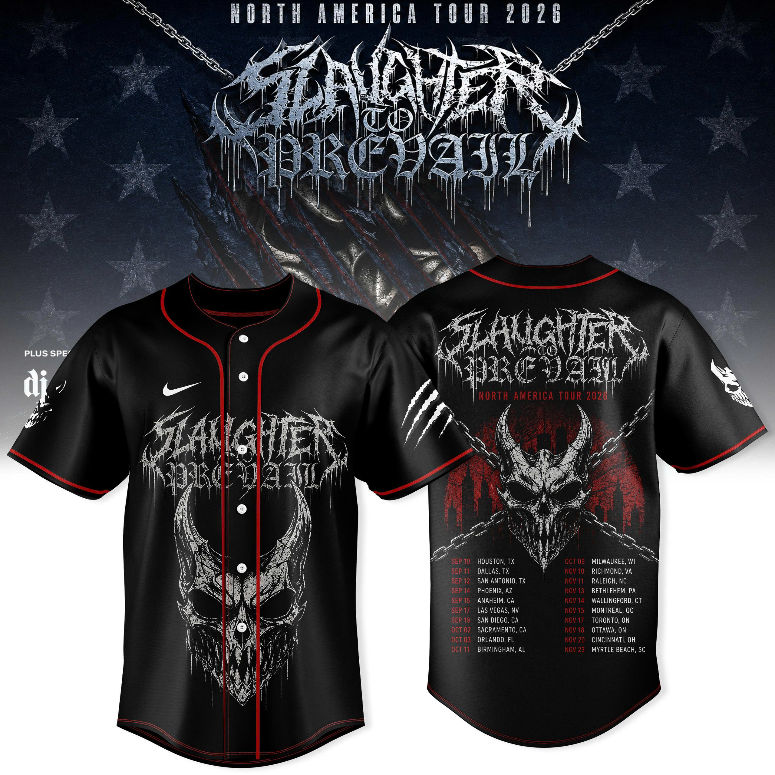 Slaughter To Prevail North America Tour 2026 Limited Edition Baseball Jersey