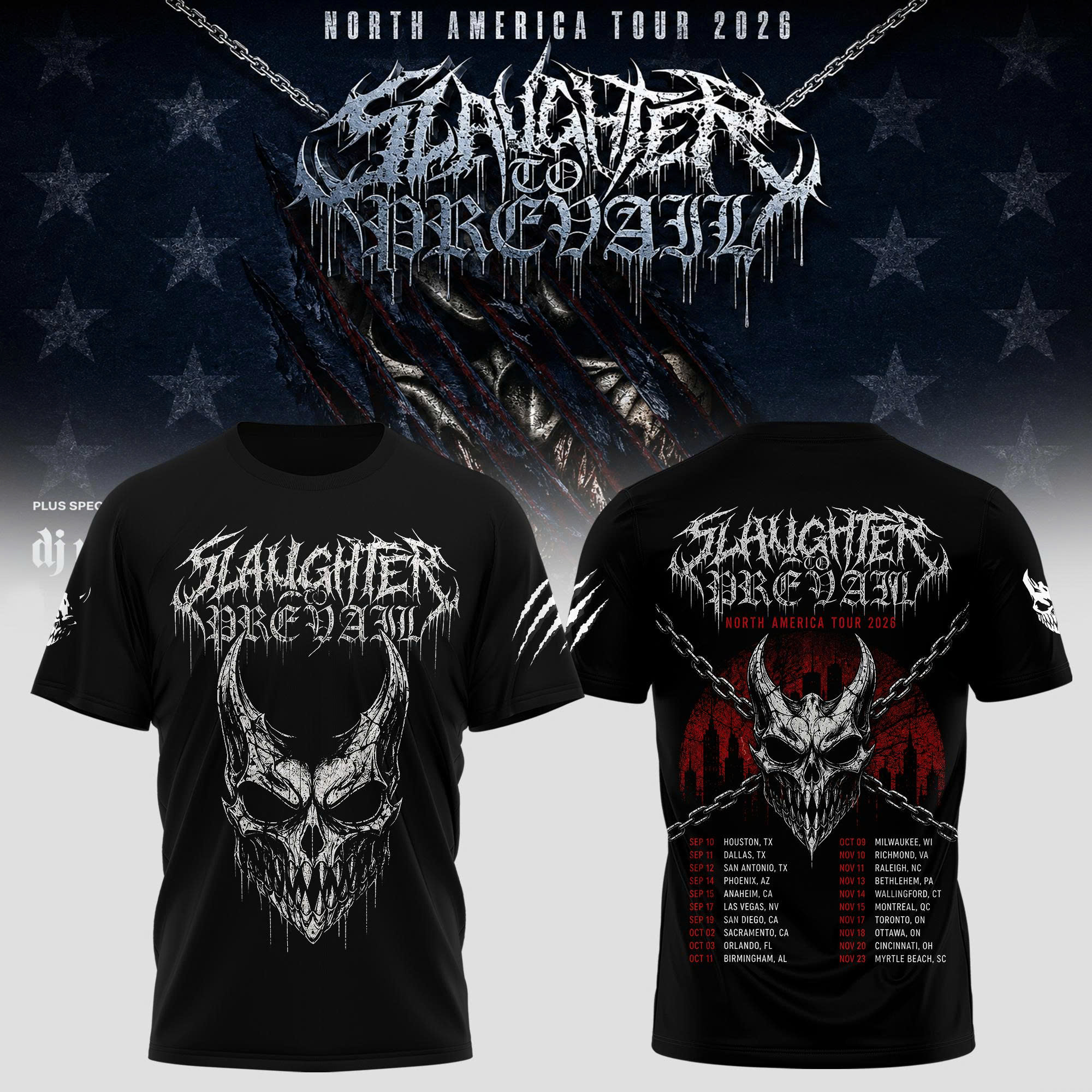 Slaughter To Prevail North America Tour 2026 Limited Edition Graphic T Shirt