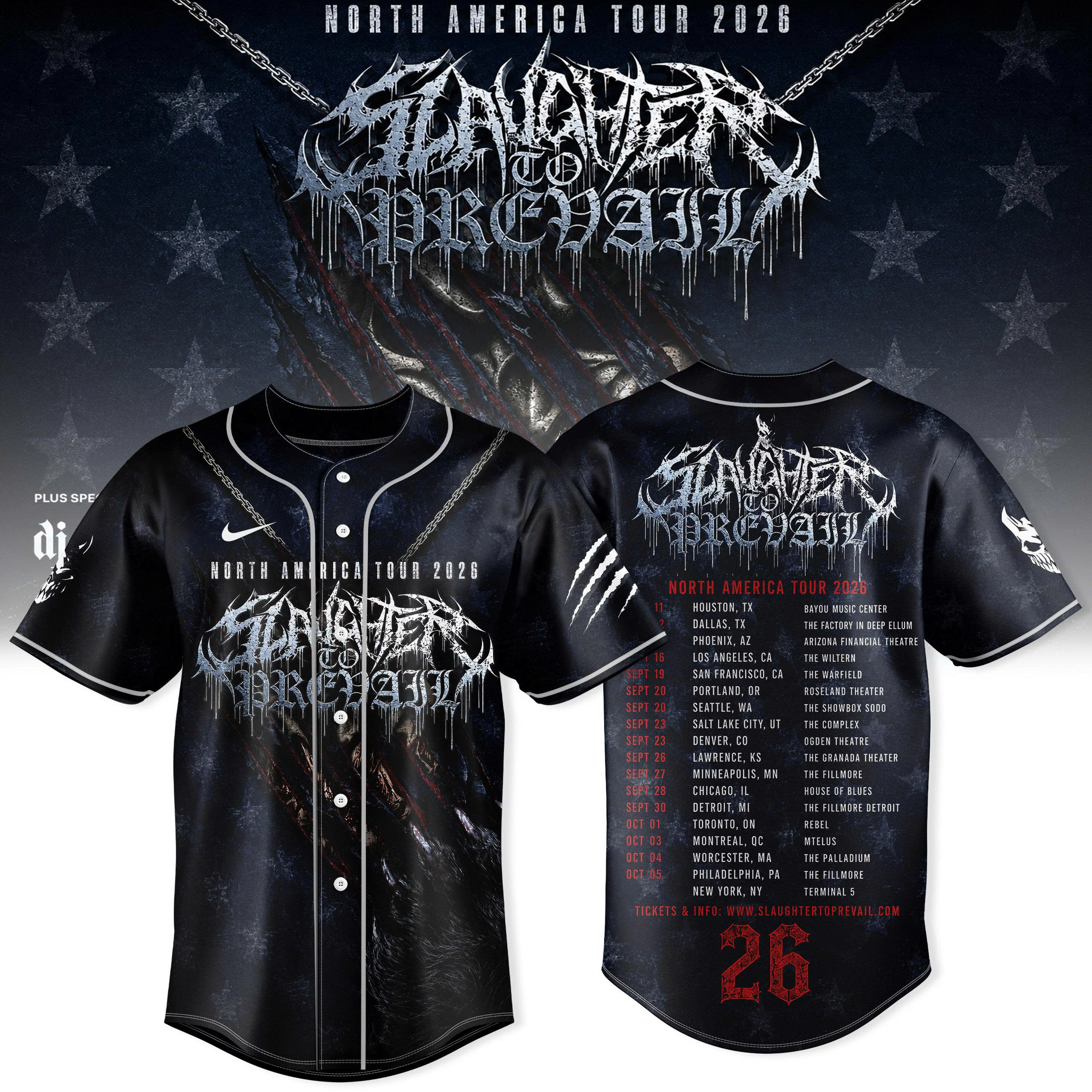 Slaughter To Prevail North America Tour 2026 Premium Fan Baseball Jersey