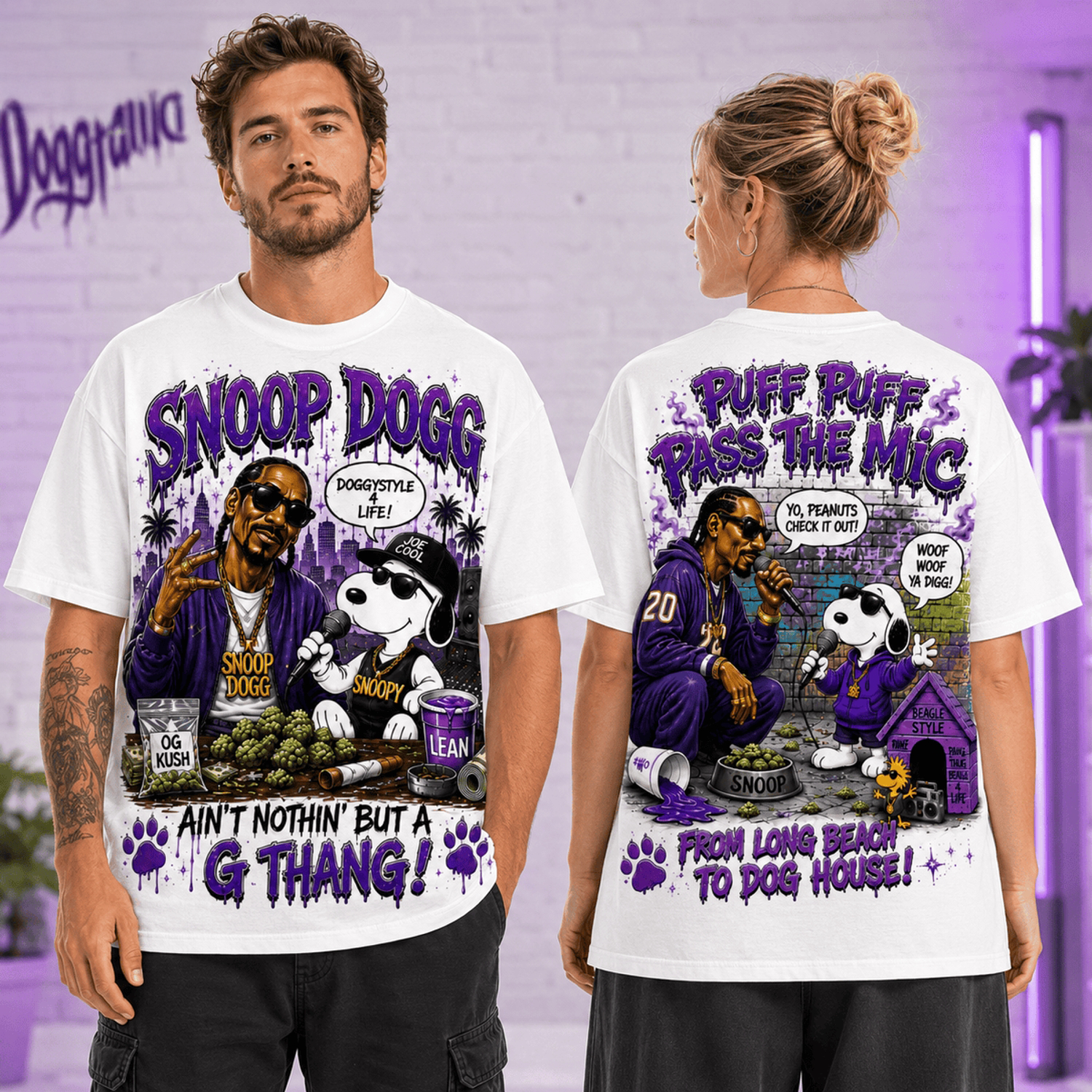Snoop Dogg Snoopy From Long Beach To Dog House Graphic T Shirt