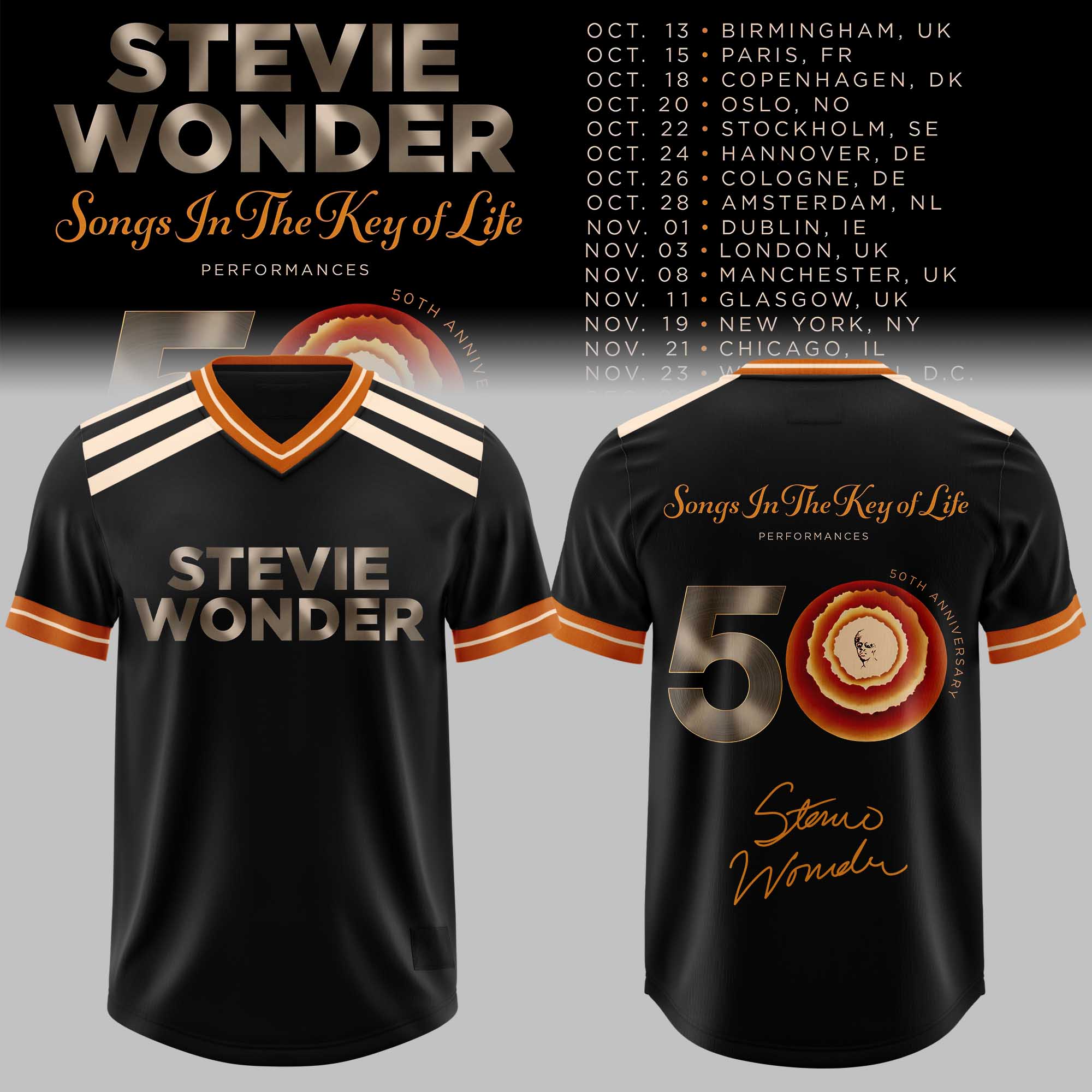 Songs In The Key Of Life 50th Anniversary EU UK Tour Jersey Stevie Wonder Concert Fan Wear 1 - Unicasport Songs In The Key Of Life 50th Anniversary EU UK Tour Jersey Stevie Wonder Concert Fan Wear