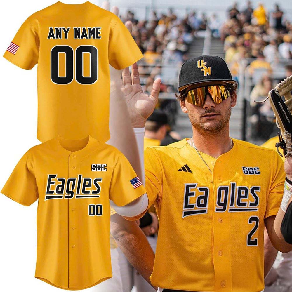 Southern Miss Golden Eagles Golden Eagles Uniform Custom Baseball Jersey NCAA Fan Apparel 1 - Unicasport Southern Miss Golden Eagles Golden Eagles Uniform Custom Baseball Jersey NCAA Fan Apparel