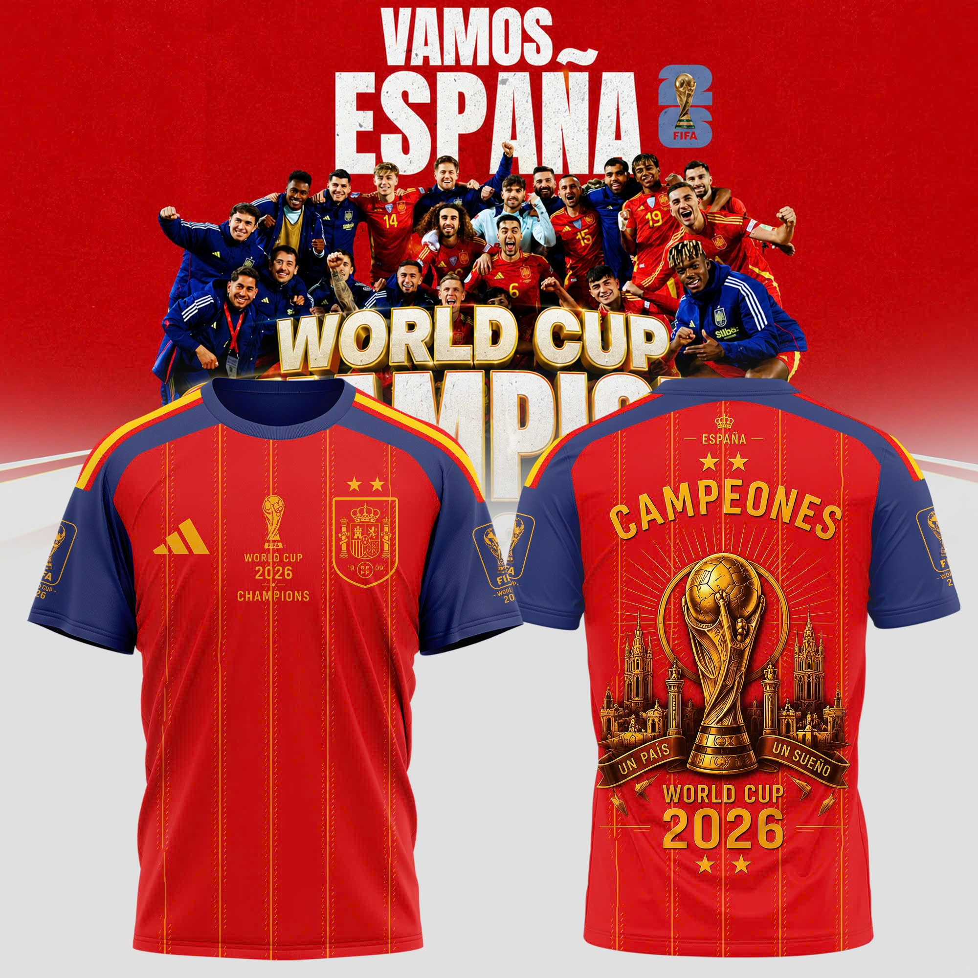Spain Champions World Cup 2026 Championship Graphic T Shirt