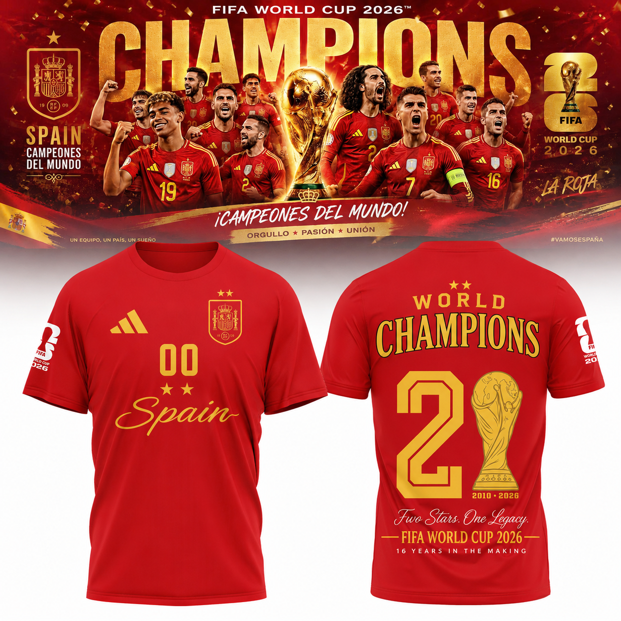 Spain World Champions 2026 Graphic T Shirt Supporter Edition
