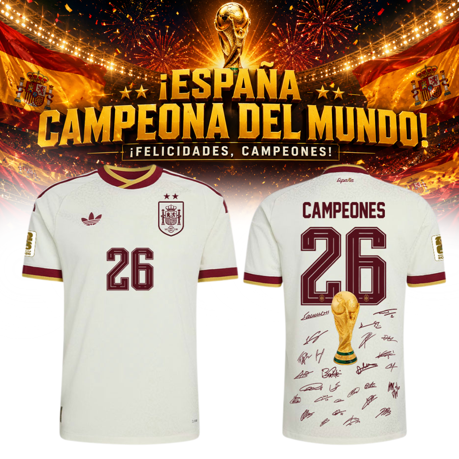 Spain World Champions 2026 Signature Collector Football Jersey