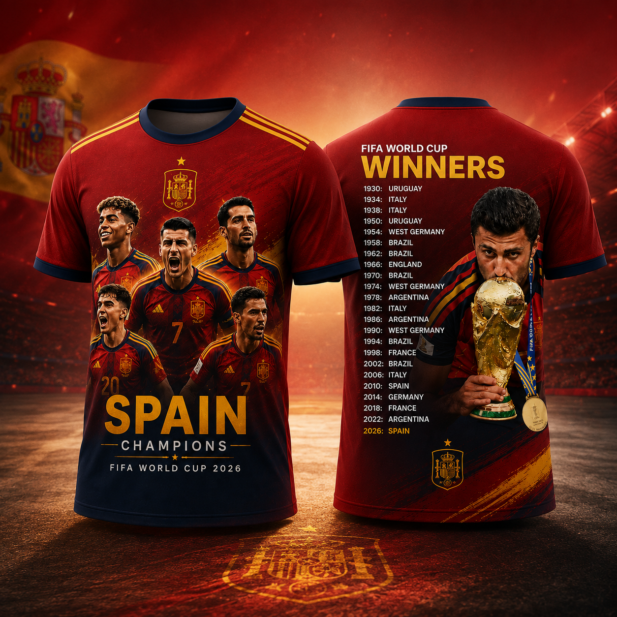 Spain World Cup 2026 Champions Shirt Football Fan Victory Celebration Tee
