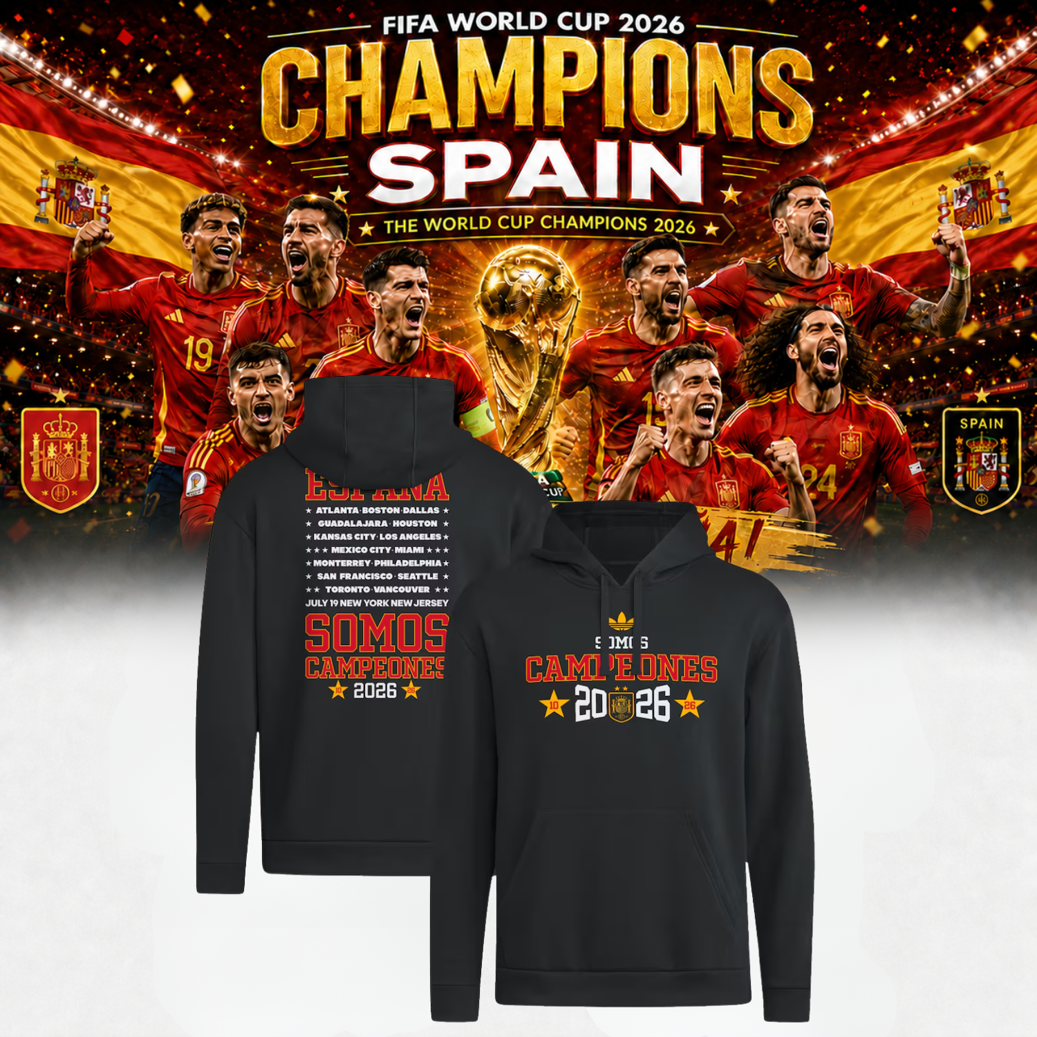 Spain World Cup Champions 2026 Championship Celebration Hoodie