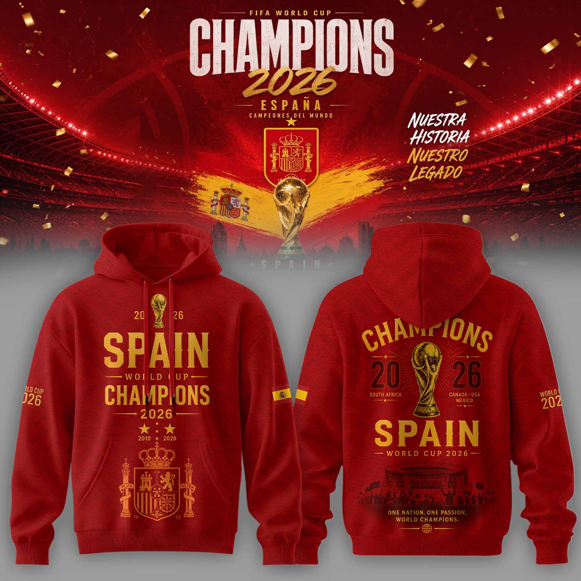 Spain World Cup Champions 2026 Collector Hoodie Edition