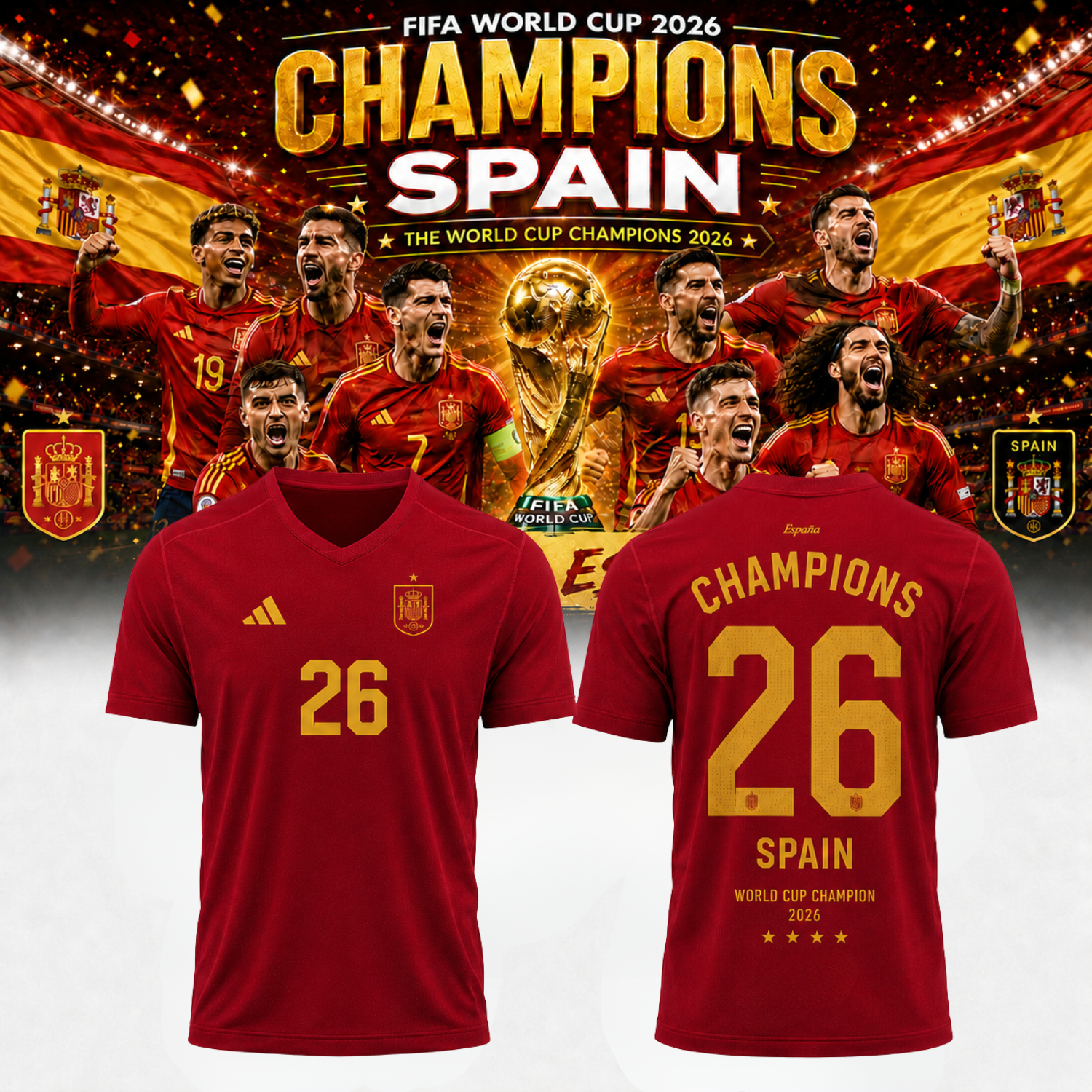 Spain World Cup Champions 2026 Premium Soccer Jersey Edition