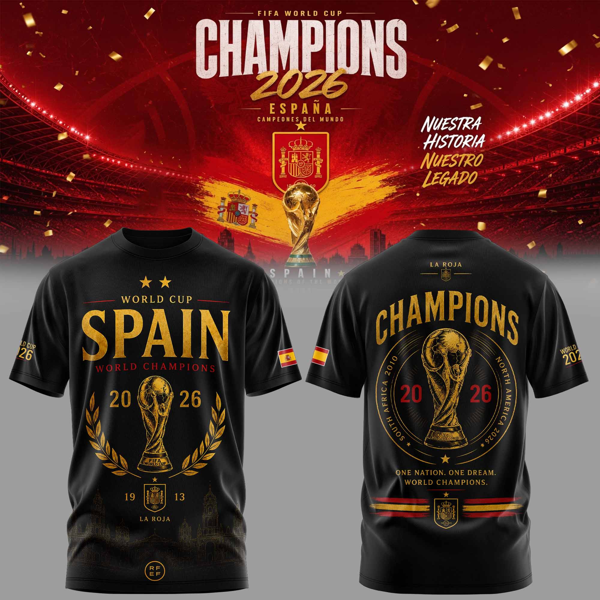 Spain World Cup Champions 2026 Victory Celebration Tee