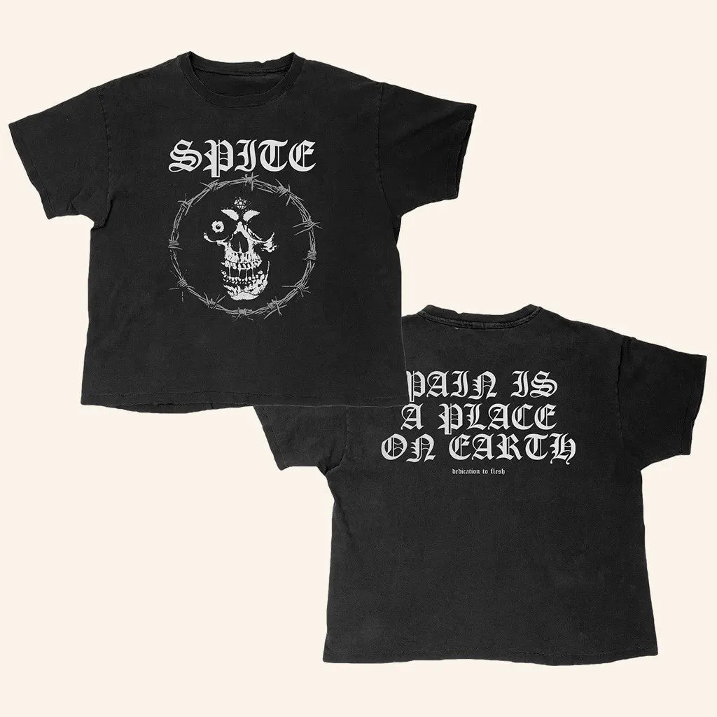 Spite Merch Barbed Skull Wash TShirt Birthday Ideas For Dad